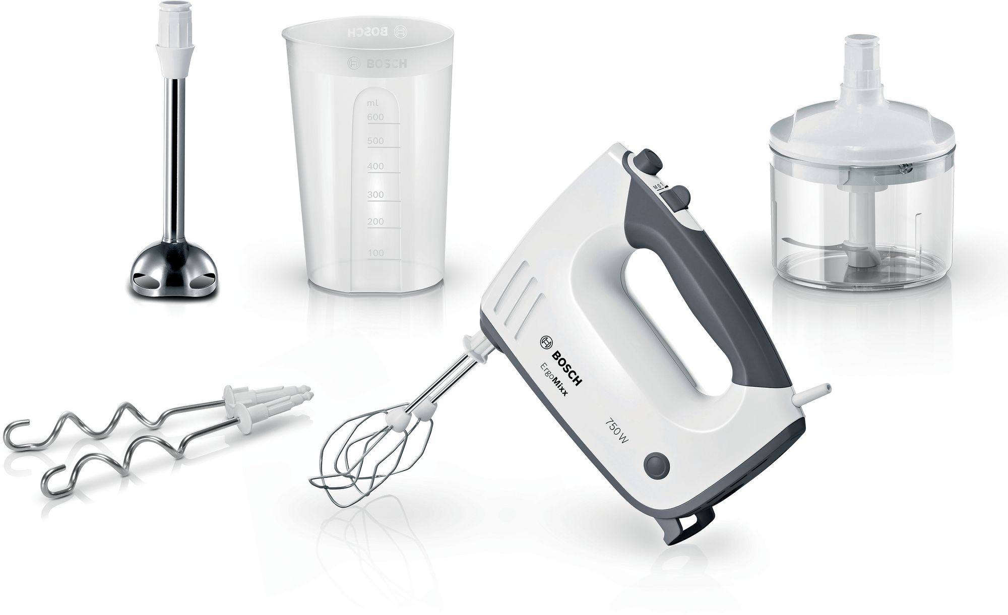 Bosch Elvisp ErgoMixx 750 W Vit, grå MFQ37480