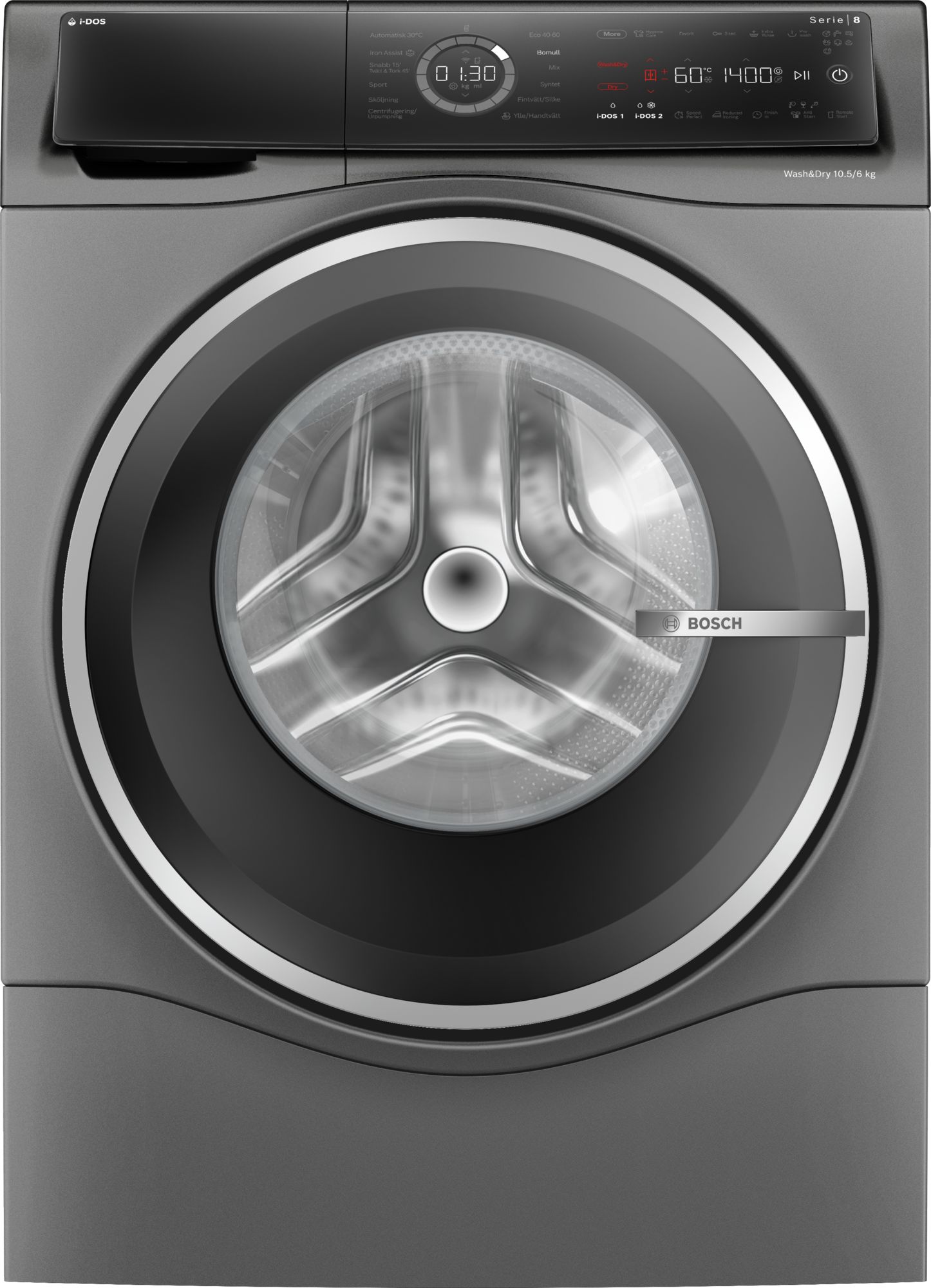 Bosch Kombinerad tvätt och tork 10.5/6 kg max. 1400 varv/min, Antracitgrå WNC254ARSN Serie 8