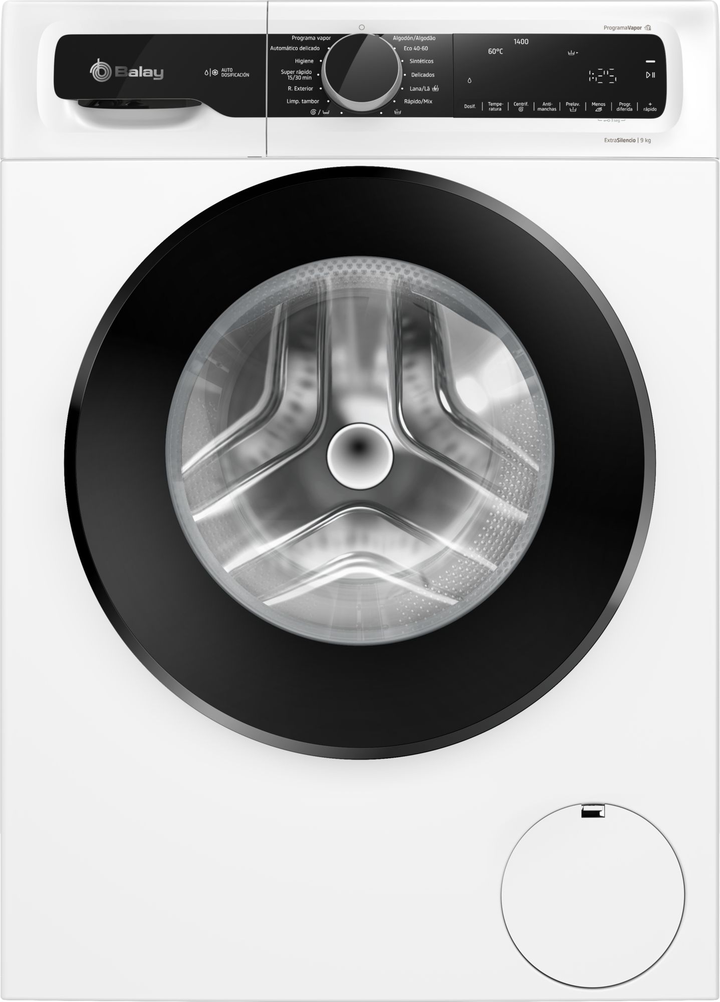 Lavadora con Programa Plancha 9 kg máx. 1400 rpm, Blanco 3TS395BDS