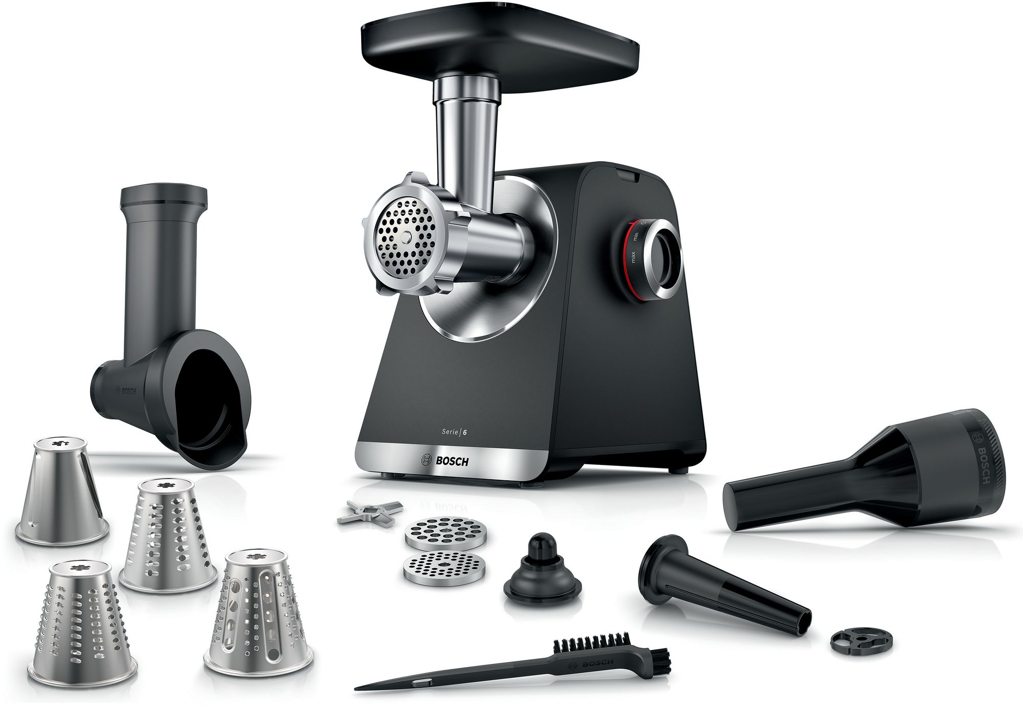 Bosch Köttkvarn MultiPower 2100 W Svart, silver metalic MFWS640B Serie 6