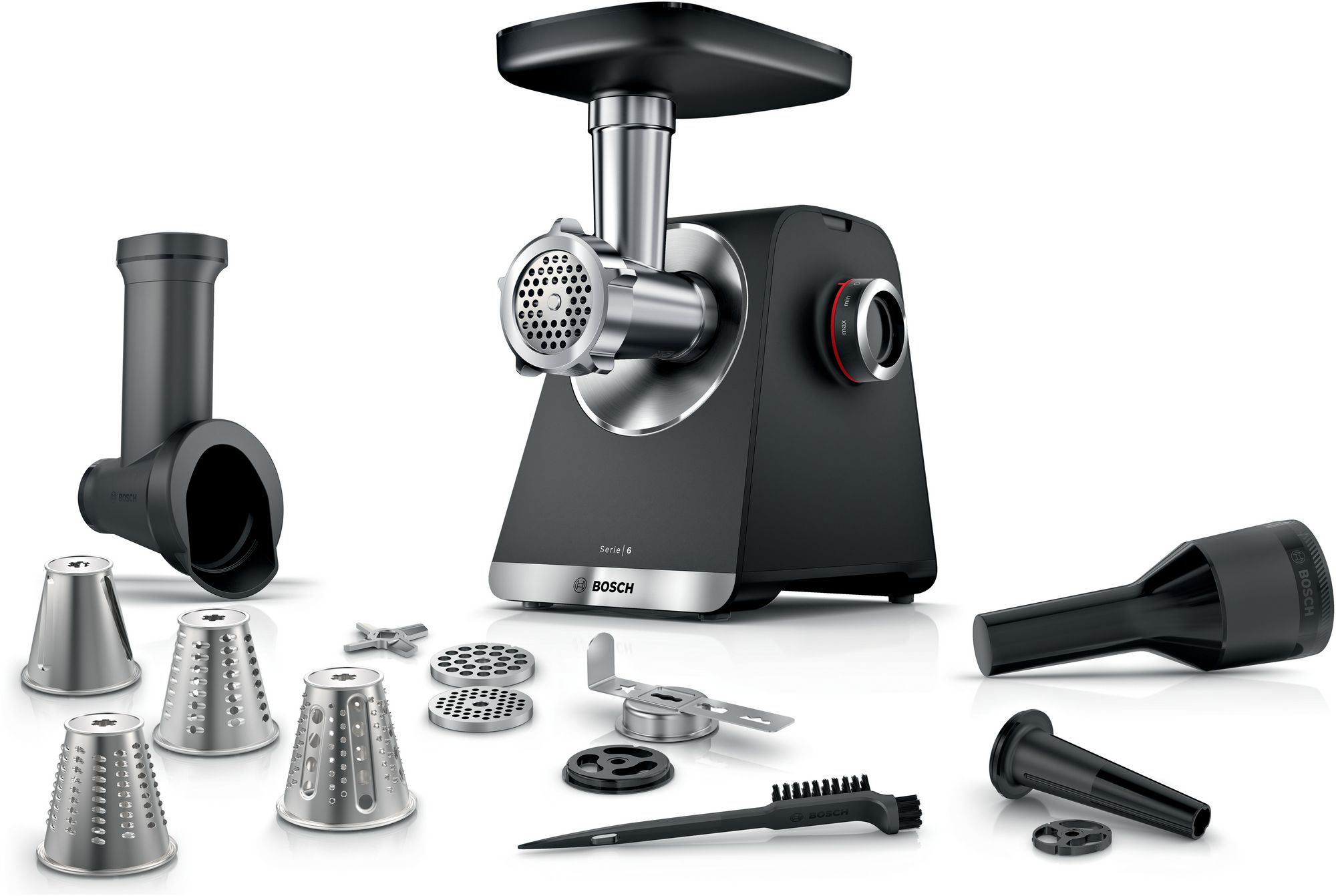 Bosch Köttkvarn MultiPower Series 6 2100 W Svart, silver metalic MFWS642B Serie 6