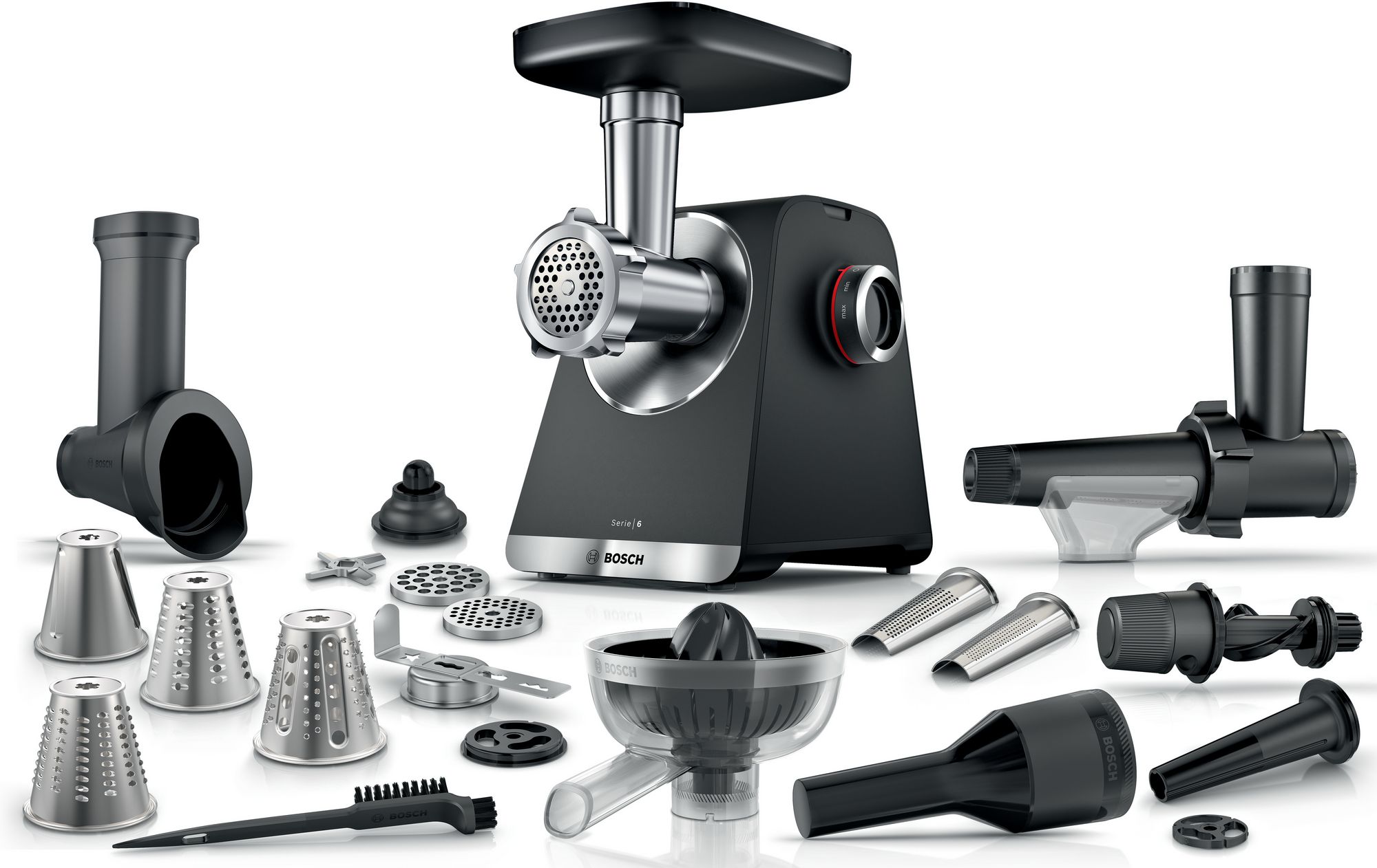 Bosch Köttkvarn MultiPower 2100 W Svart, silver metalic MFWS682B Serie 6