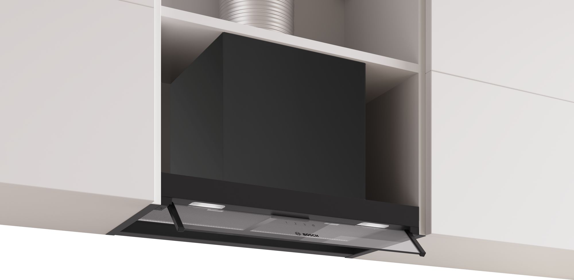 Bosch Skåpsintegrerad köksfläkt 60 cm Klarglas, Mattsvart DBB65CC60 Serie 4