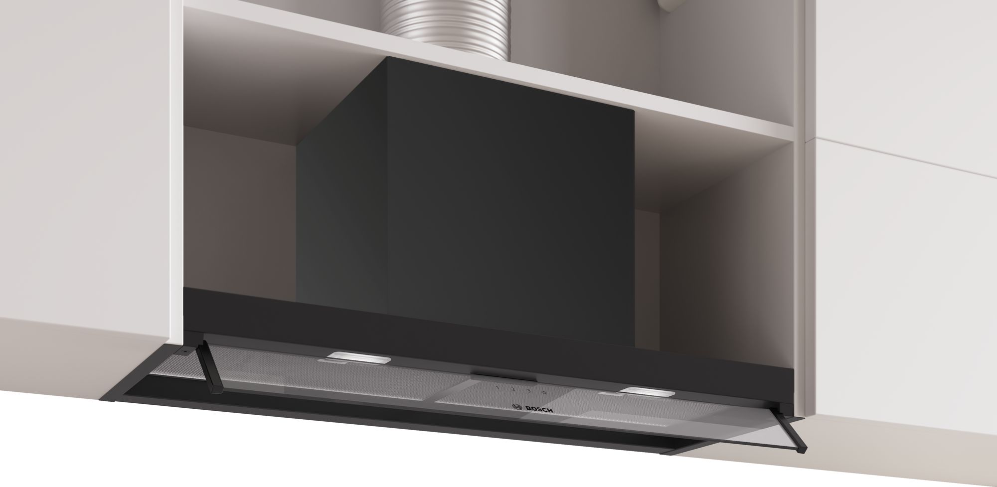 Bosch Skåpsintegrerad köksfläkt 80 cm Klarglas, Mattsvart DBB85CC60 Serie 4