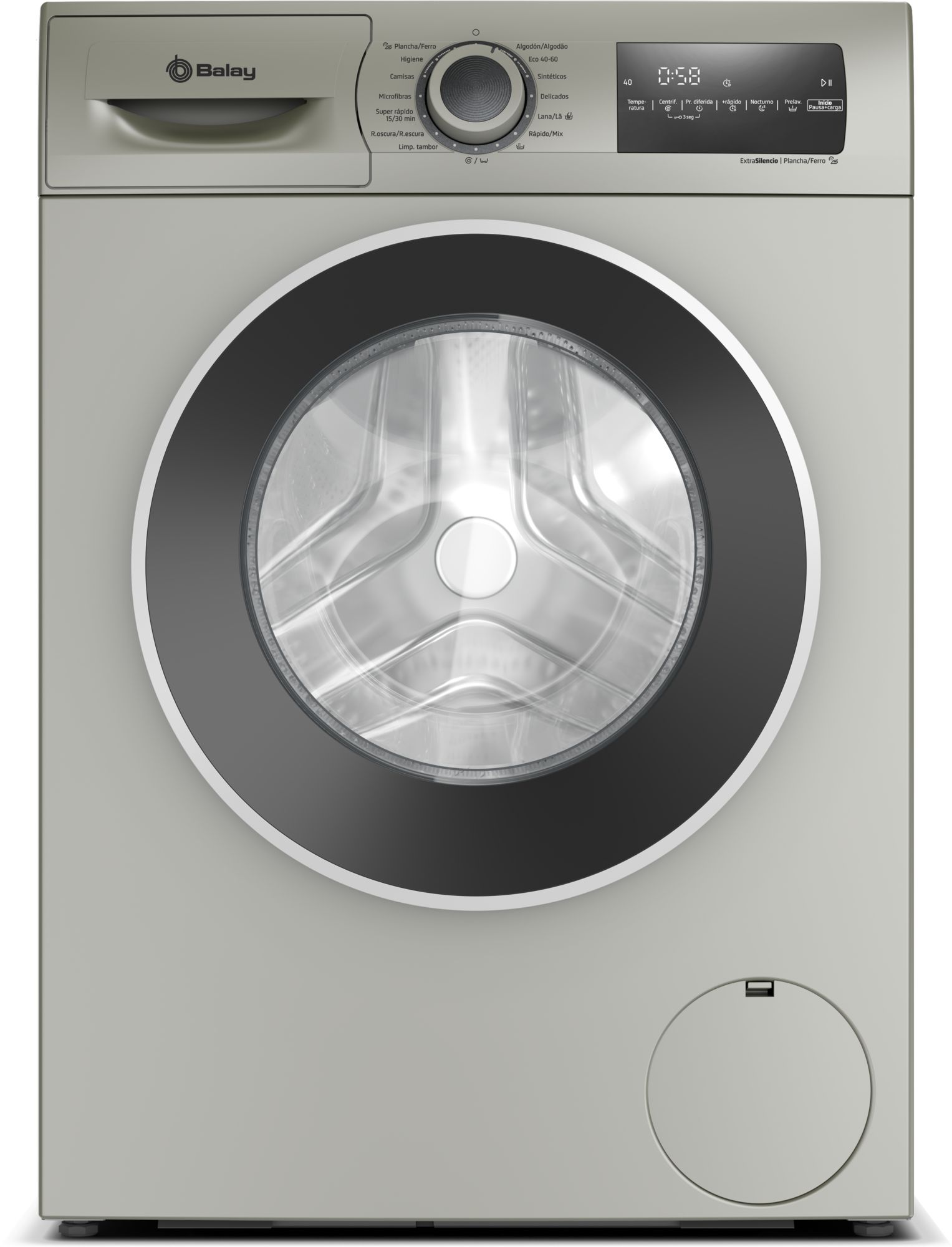 Lavadora con Programa Plancha 8 kg máx. 1200 rpm, Acero mate antihuellas 3TS382X