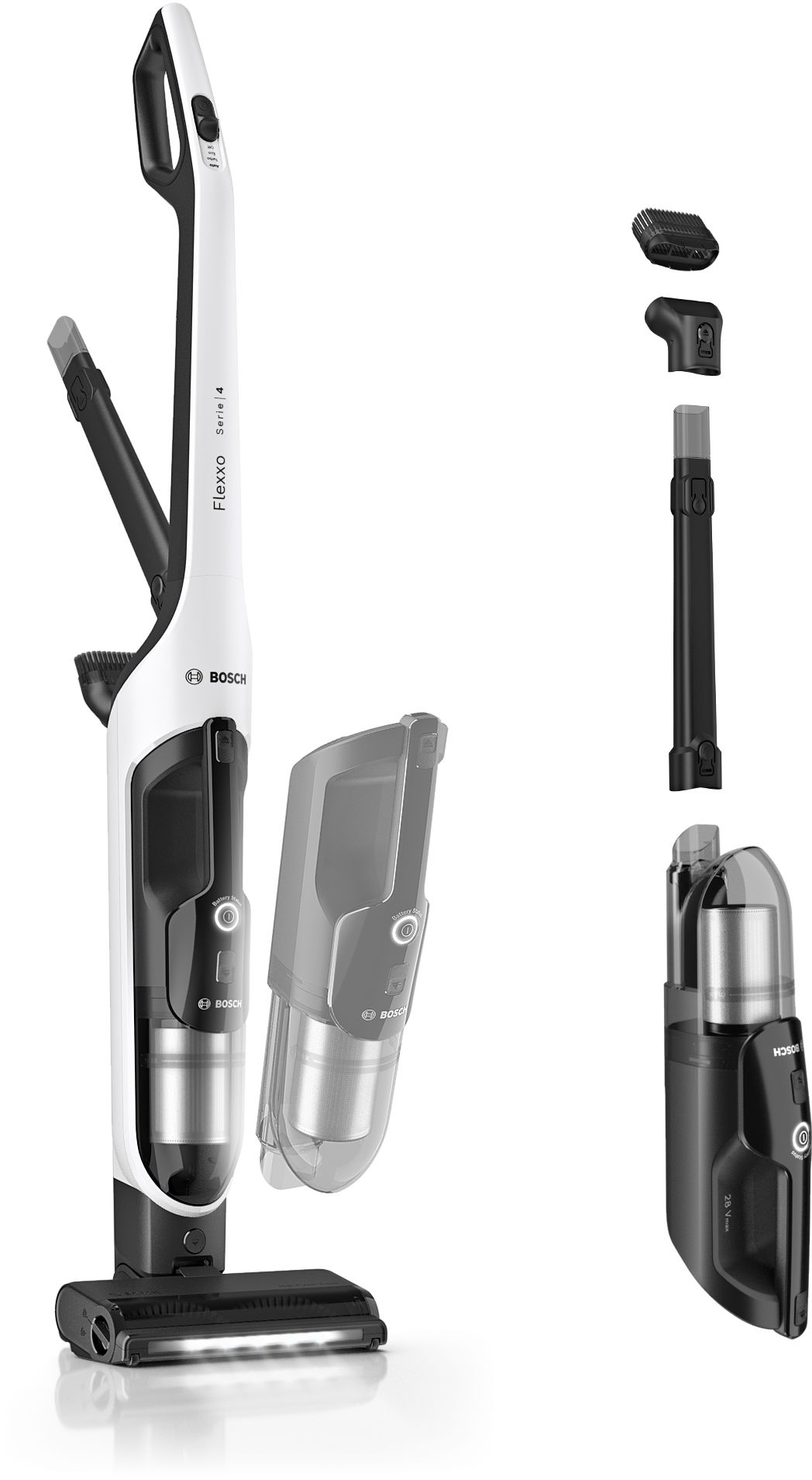 Bosch Serie 4 Aspiradora sin cable Flexxo 28 Vmax Blanco BHH4WM28