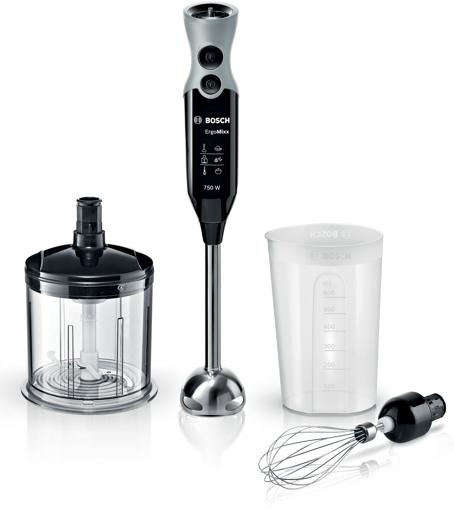 Bosch Stavmixer ErgoMixx 750 W Svart, Fönstergrå MSM67160