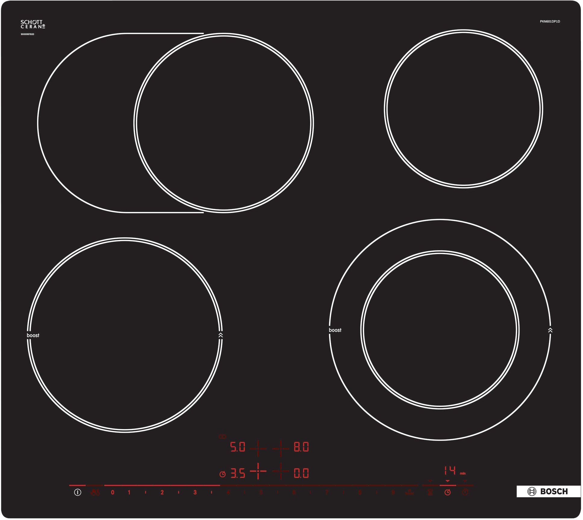 Bosch Série 6, Table de cuisson électrique, 60 cm, design affleuré