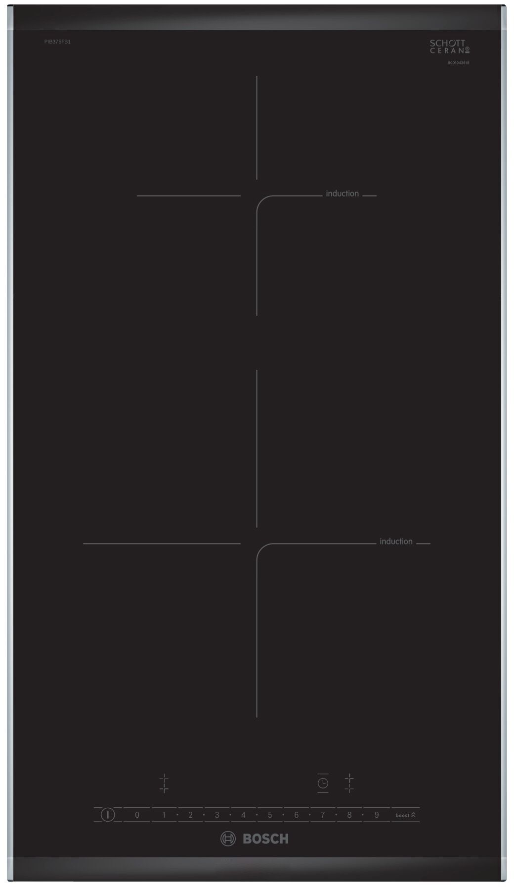 Bosch Dominohäll, induktion 30 cm med ram PIB375FB1E Serie 6