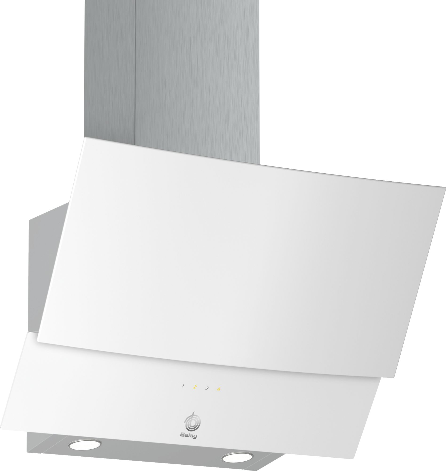Campana decorativa de pared inclinada 60 cm Cristal blanco 3BC565GB