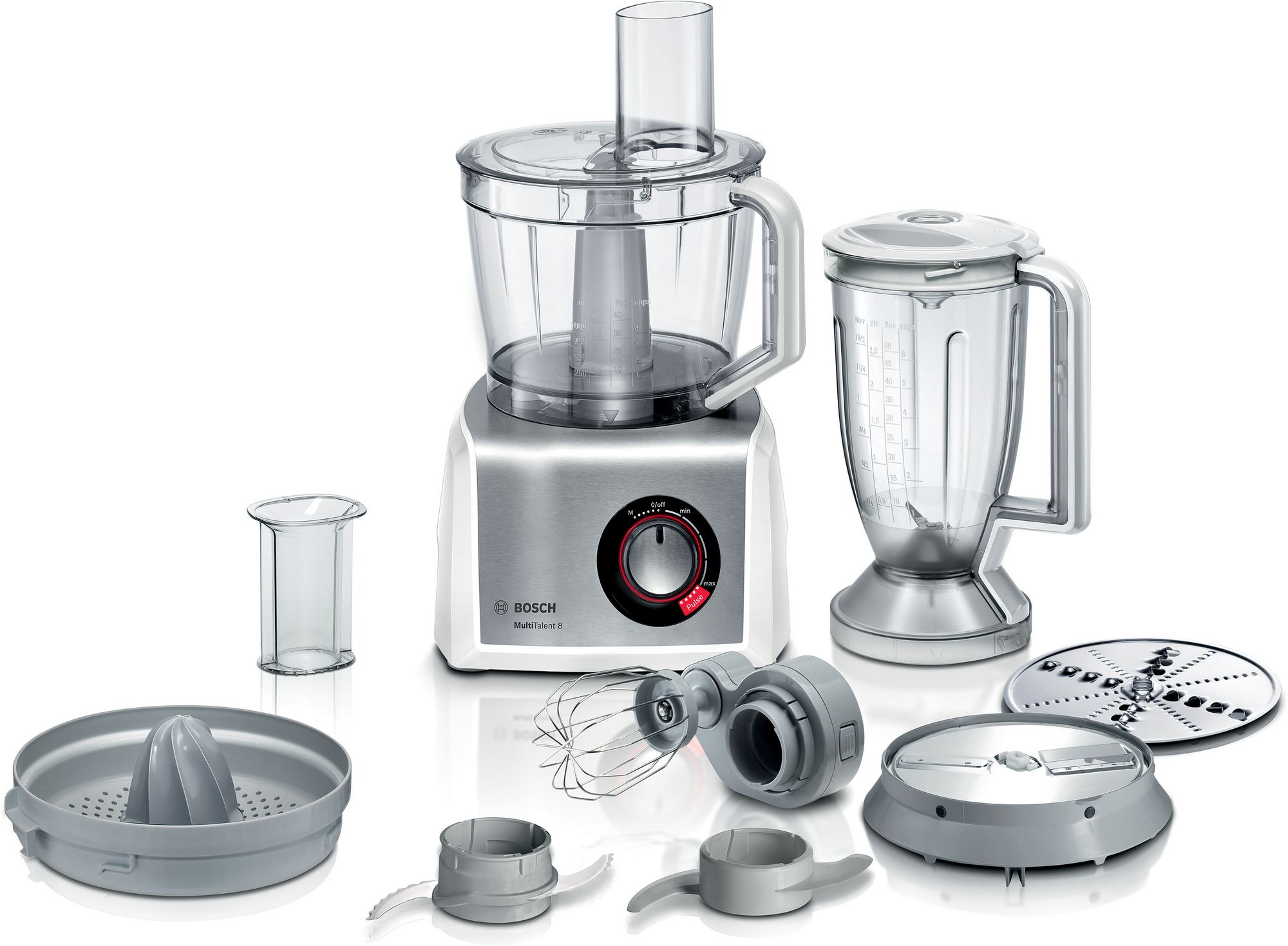 Bosch Matberedare MultiTalent 8 1250 W Vit, borstad rostfritt stål MC812S820