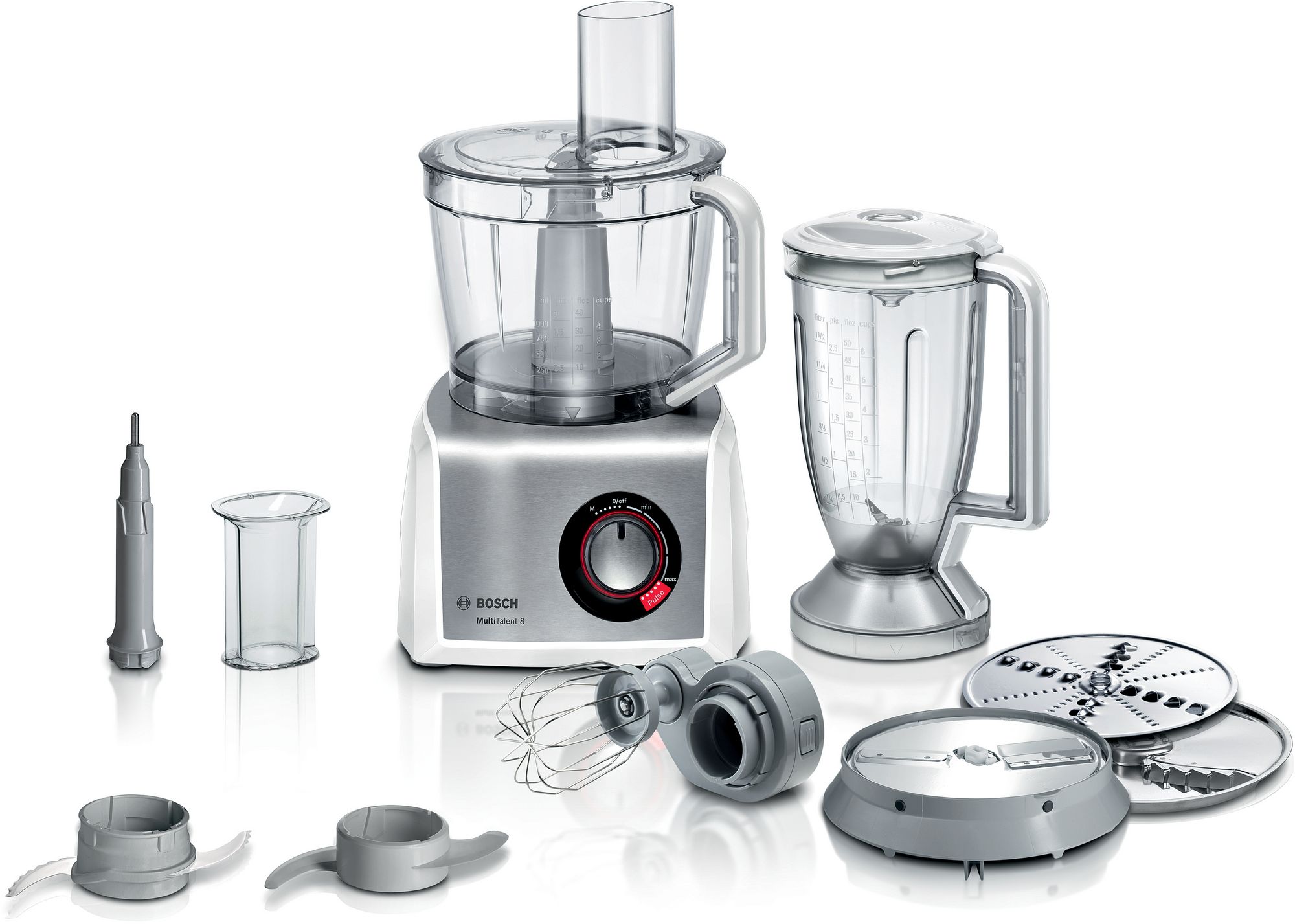 Bosch Matberedare MultiTalent 8 1250 W Vit, borstad rostfritt stål MC812S814