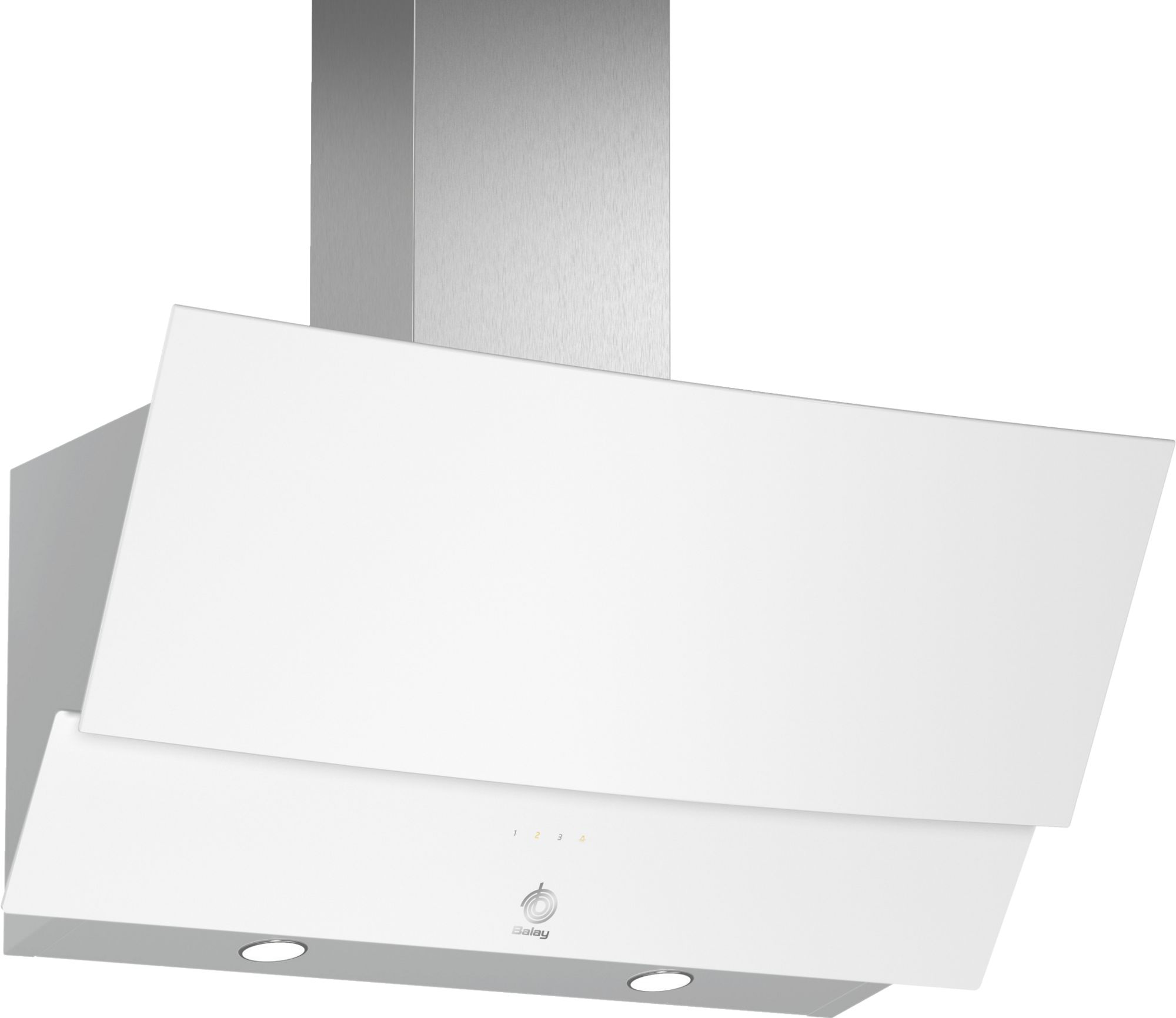 Campana decorativa de pared inclinada 80 cm Cristal blanco 3BC585GB