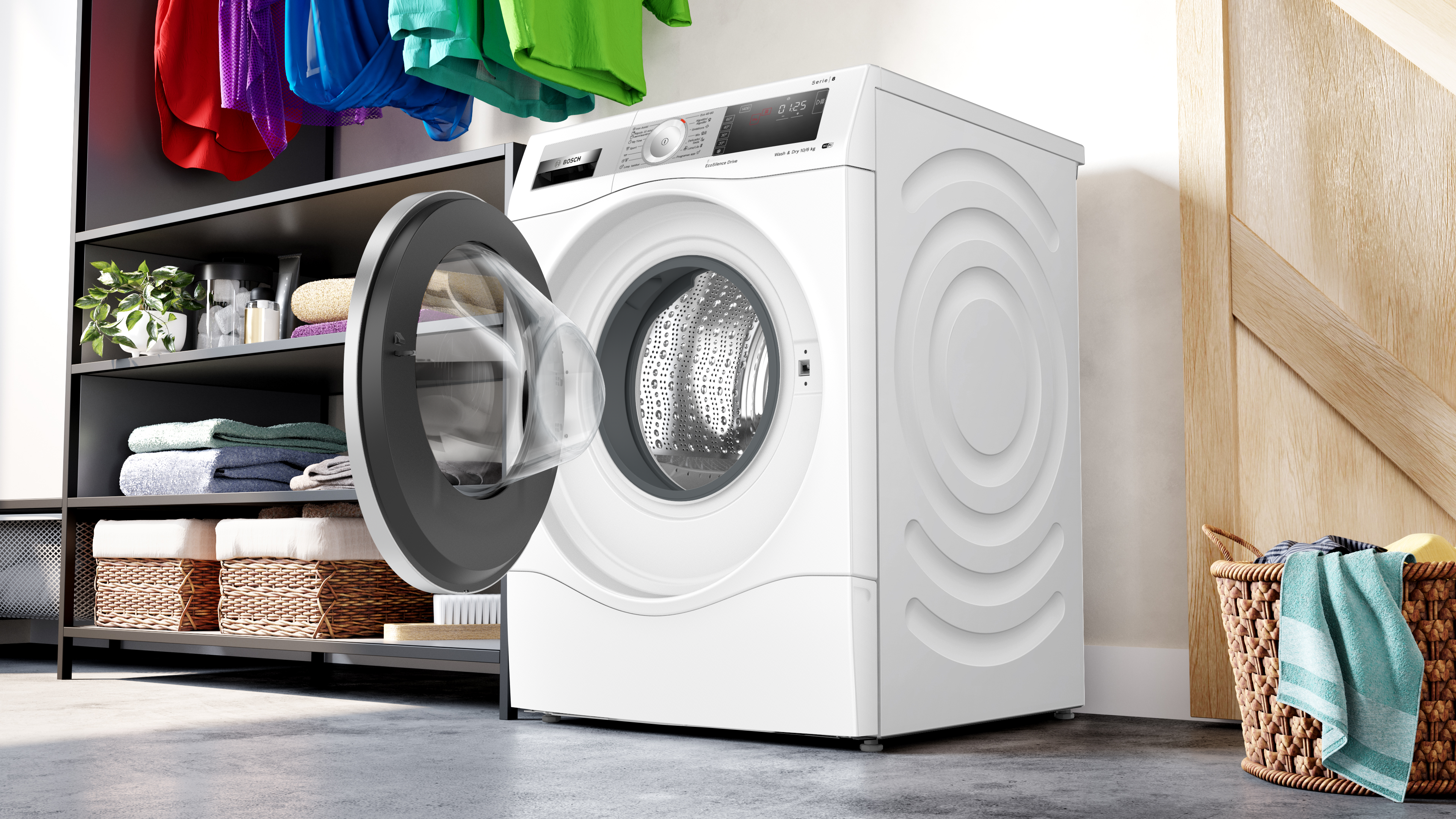 Bosch Serie 8 WDU8H542ES lavadora-secadora Independiente Carga frontal  Blanco D