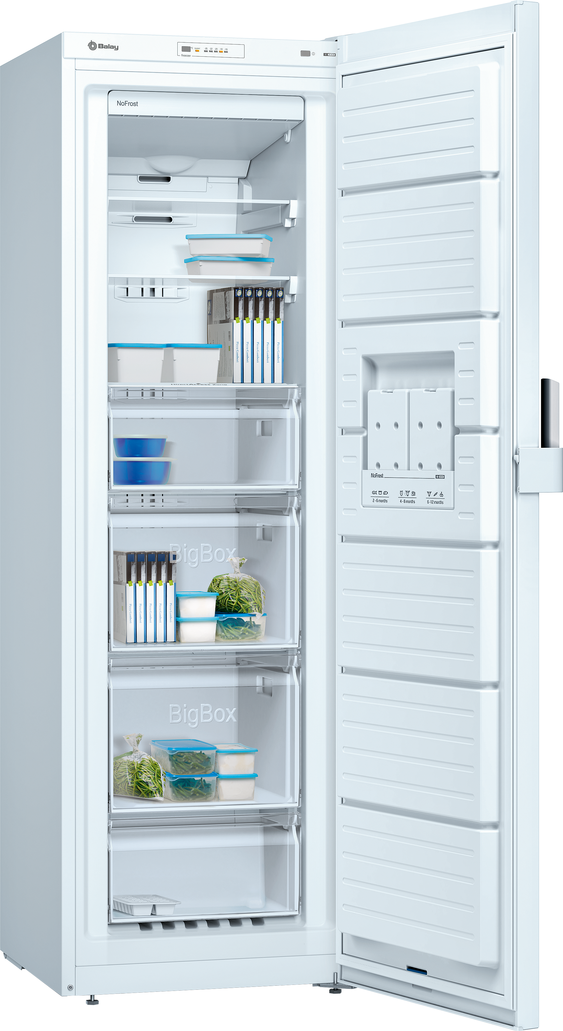 Congelador Vertical Balay 3GFE563WE, No Frost, 186 cm, 242 L, 4 Cajones,  Eficiencia E - Blanco