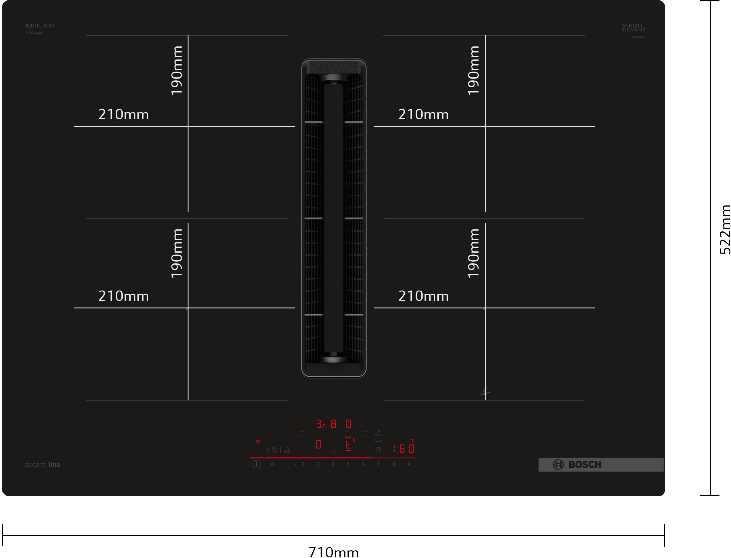 Bosch 70cm induction Cooktop with Ventilation
