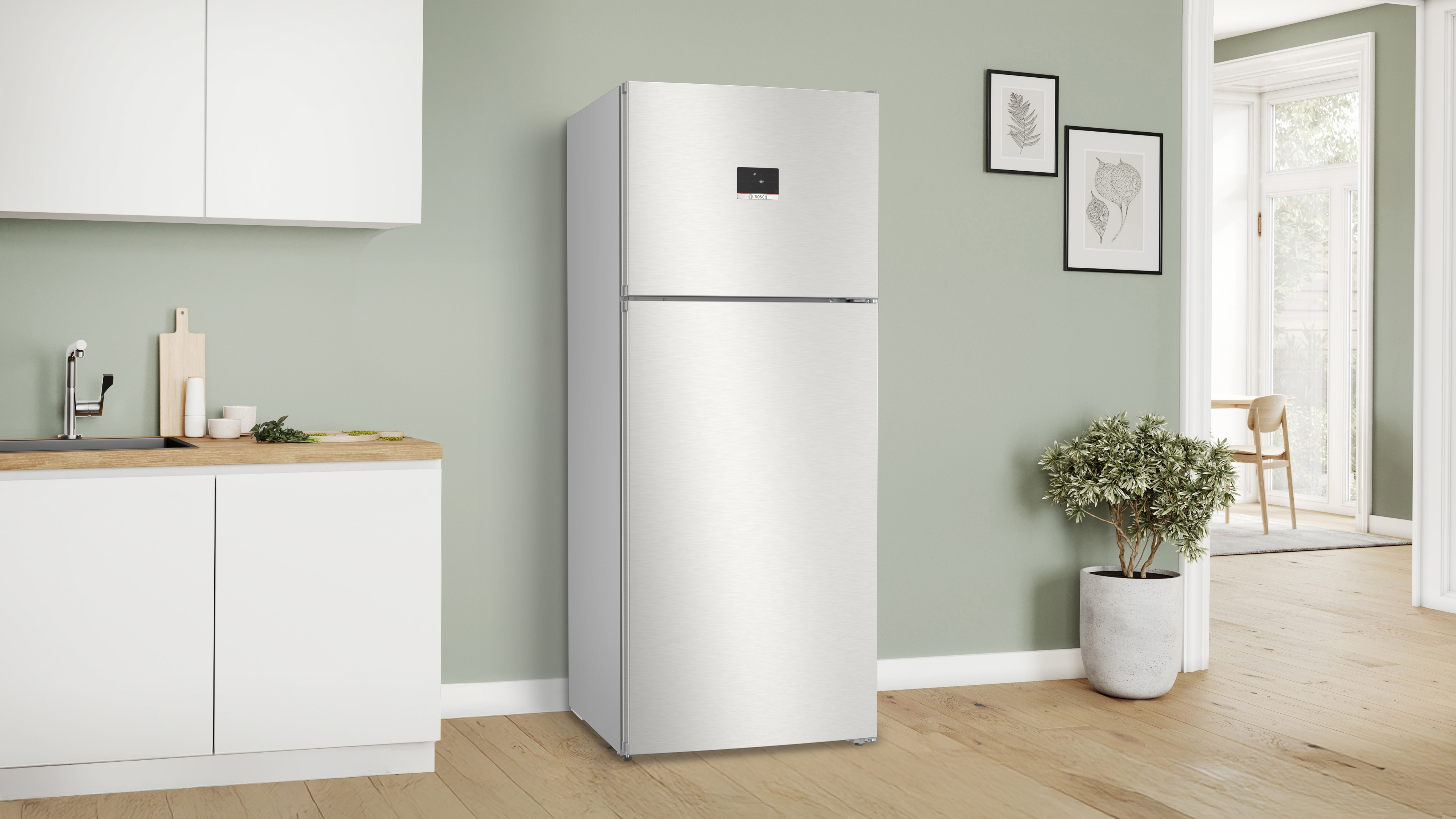 KDN76XIE1M free-standing fridge-freezer with freezer at top | BOSCH AE