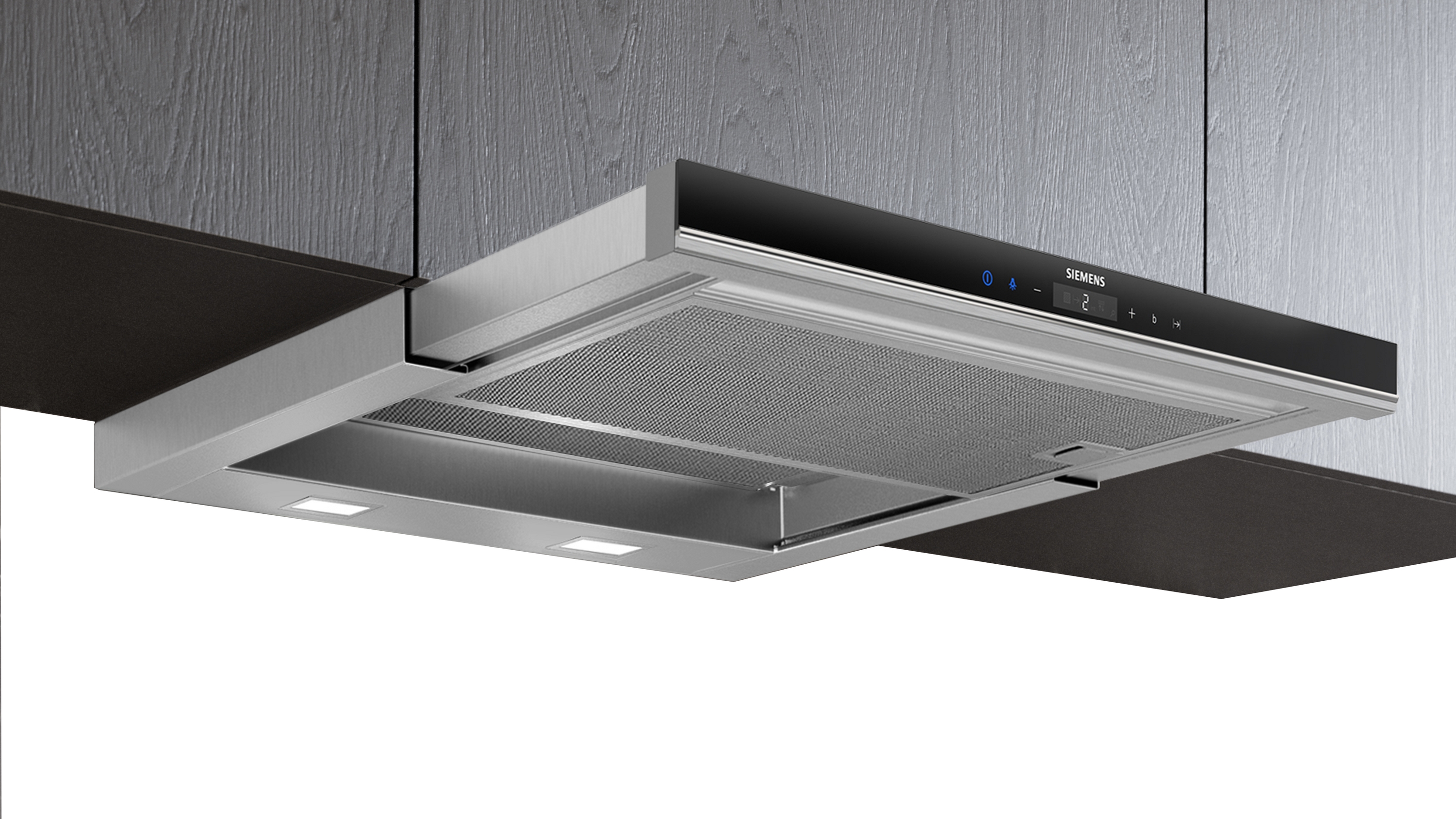 Siemens iQ700, Hotte à déflecteur plat, 60 cm, Argent métallisé, bandeau frontal en option