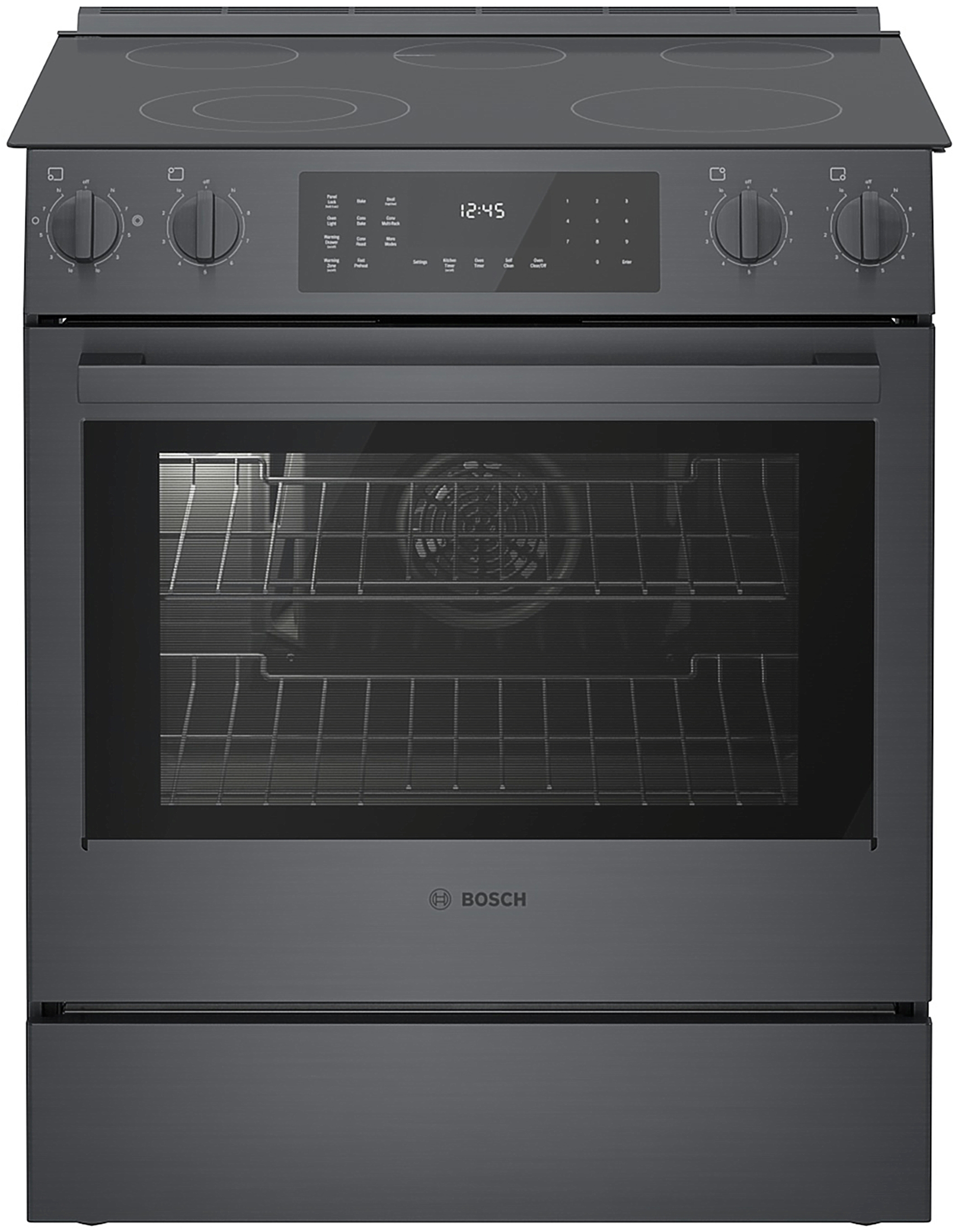 Bosch 800 Series, Electric Slide-in Range, 30'', Black Stainless Steel