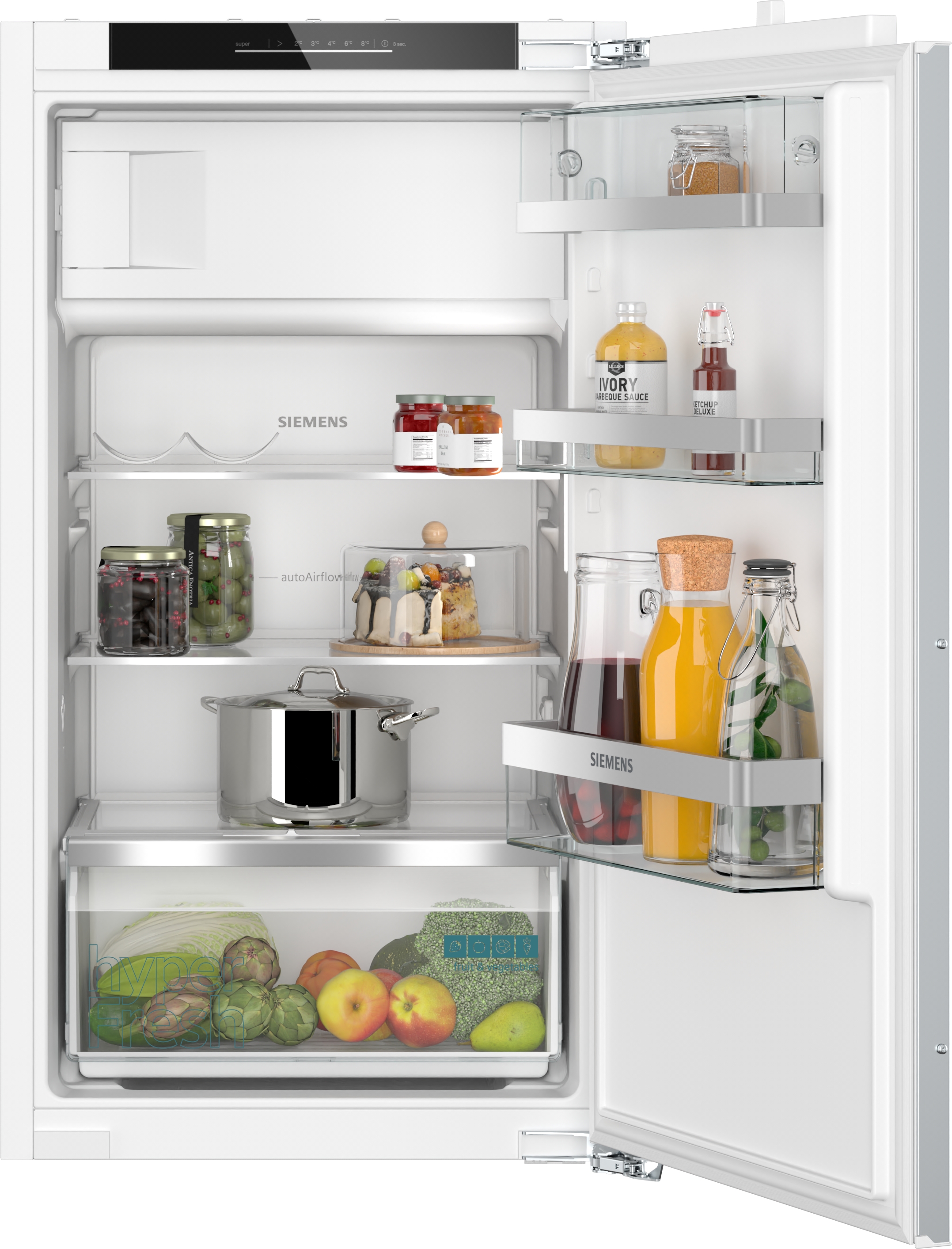 Siemens iQ500, Réfrigérateur encastrable avec compartiment congélation, 102.5 x 56 cm, Charnière plate avec fermeture en douceur