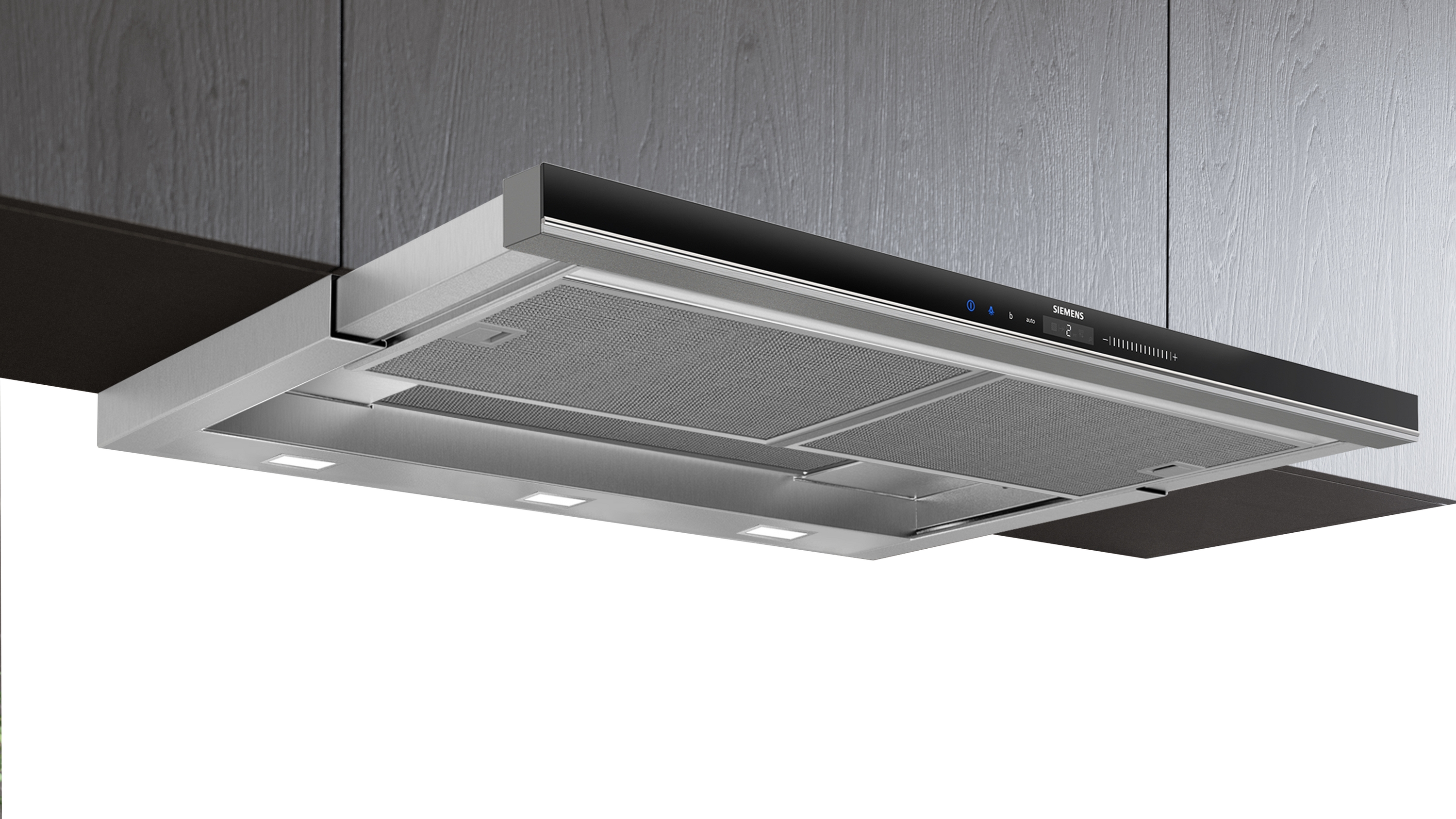 Siemens iQ700, Hotte à déflecteur plat, 90 cm, Argent métallisé, bandeau frontal en option