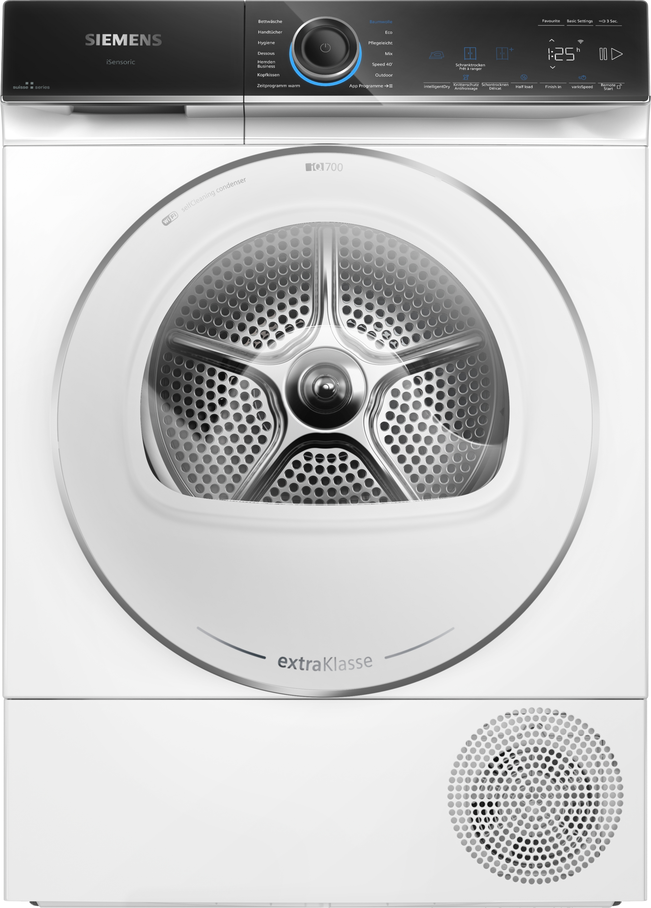 Siemens iQ700, sèche-linge à pompe à chaleur, 9 kg, blanc