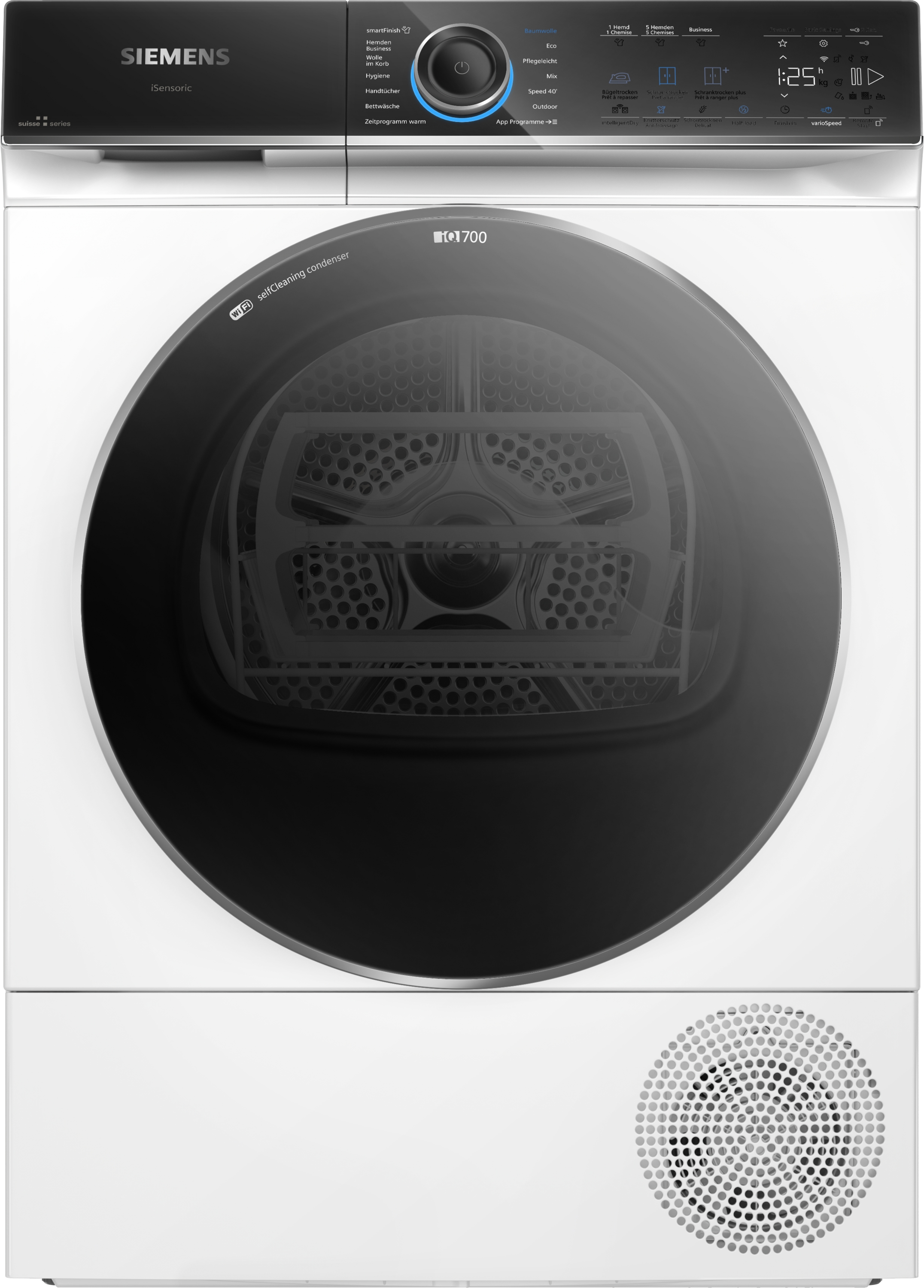 Siemens iQ700, sèche-linge pompe à chaleur, 9 kg, blanc