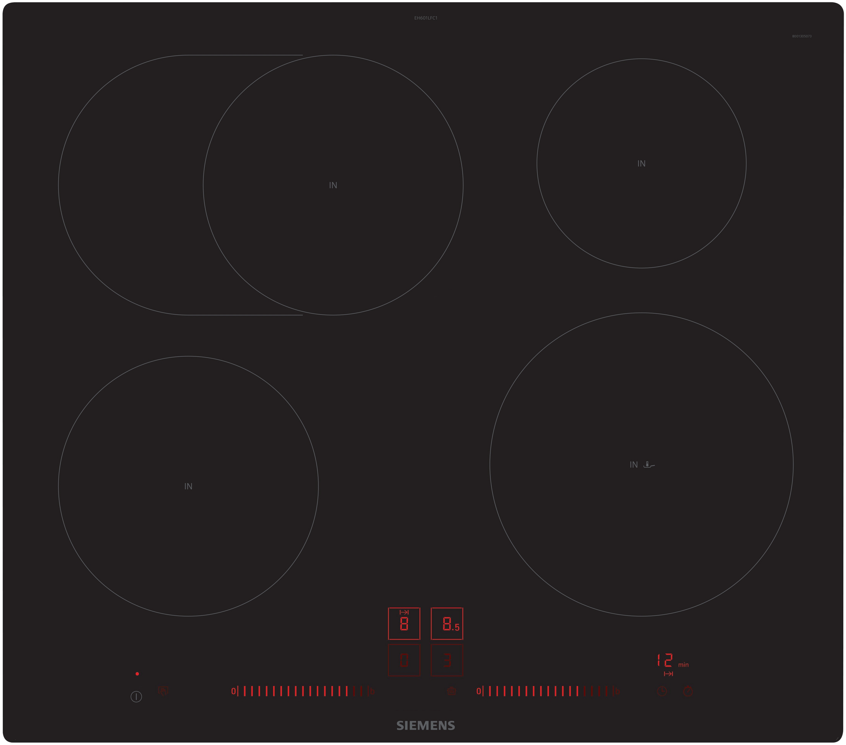 Siemens iQ300, Table de cuisson à induction, 60 cm, noir