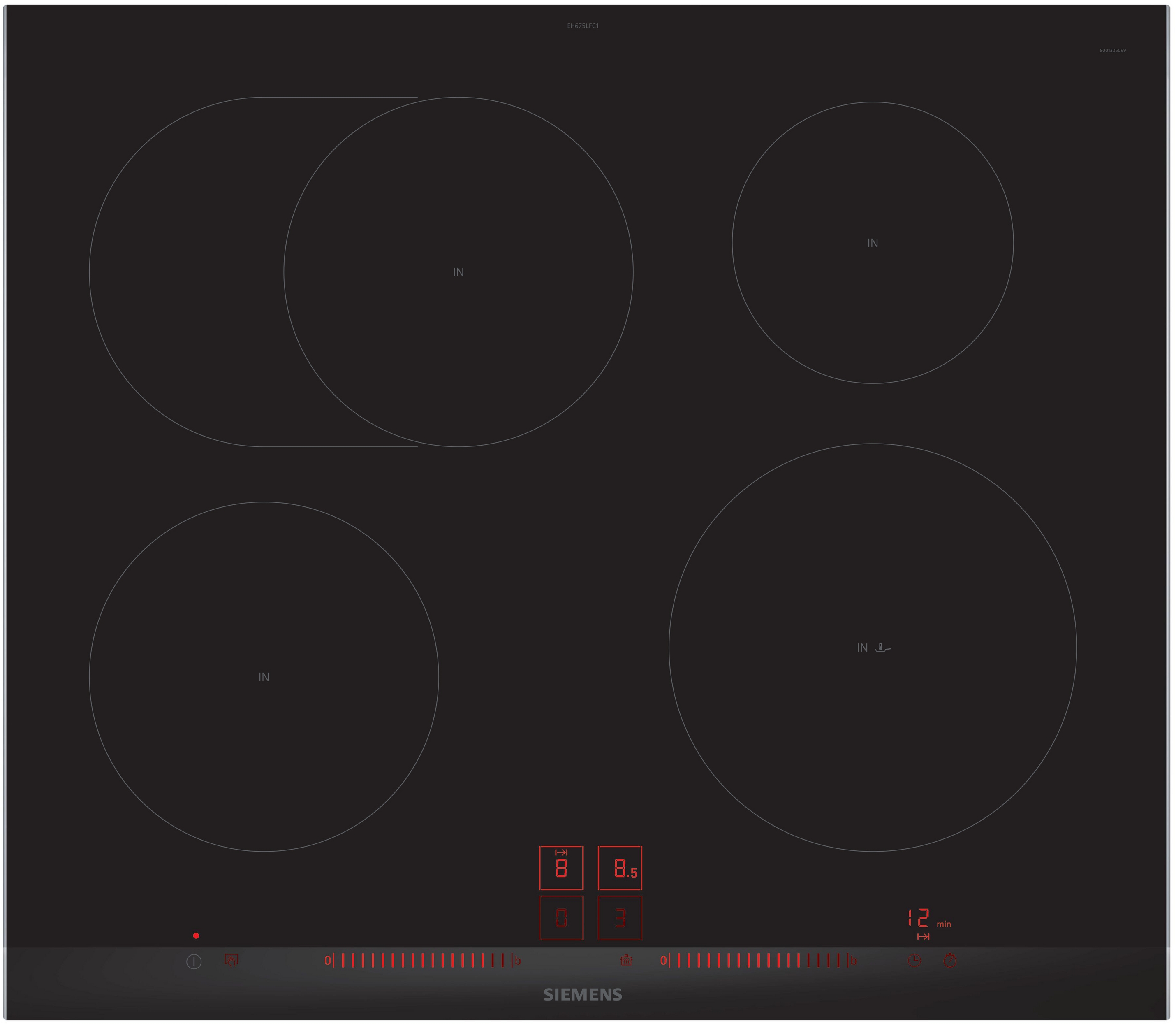Siemens iQ300, Table de cuisson à induction, 60 cm, noir