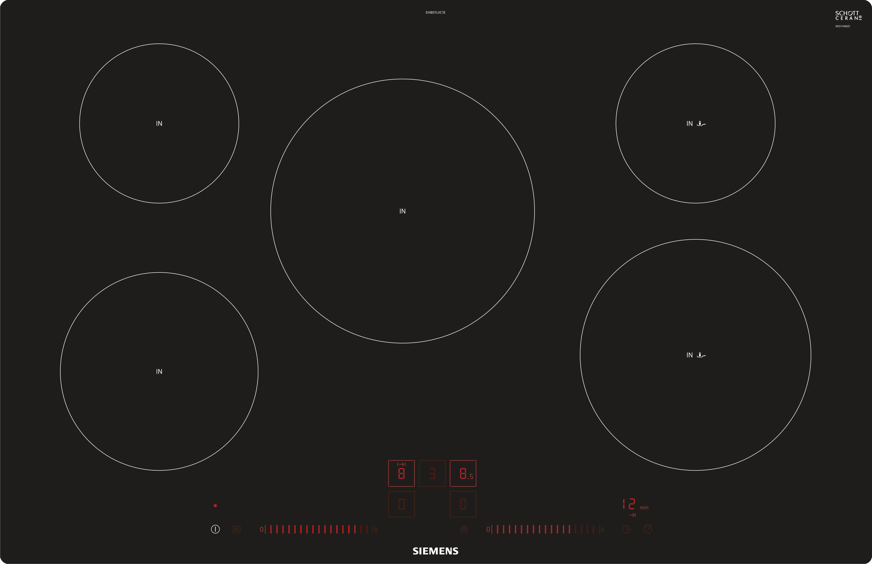 Siemens iQ100, Table de cuisson à induction, 80 cm, noir