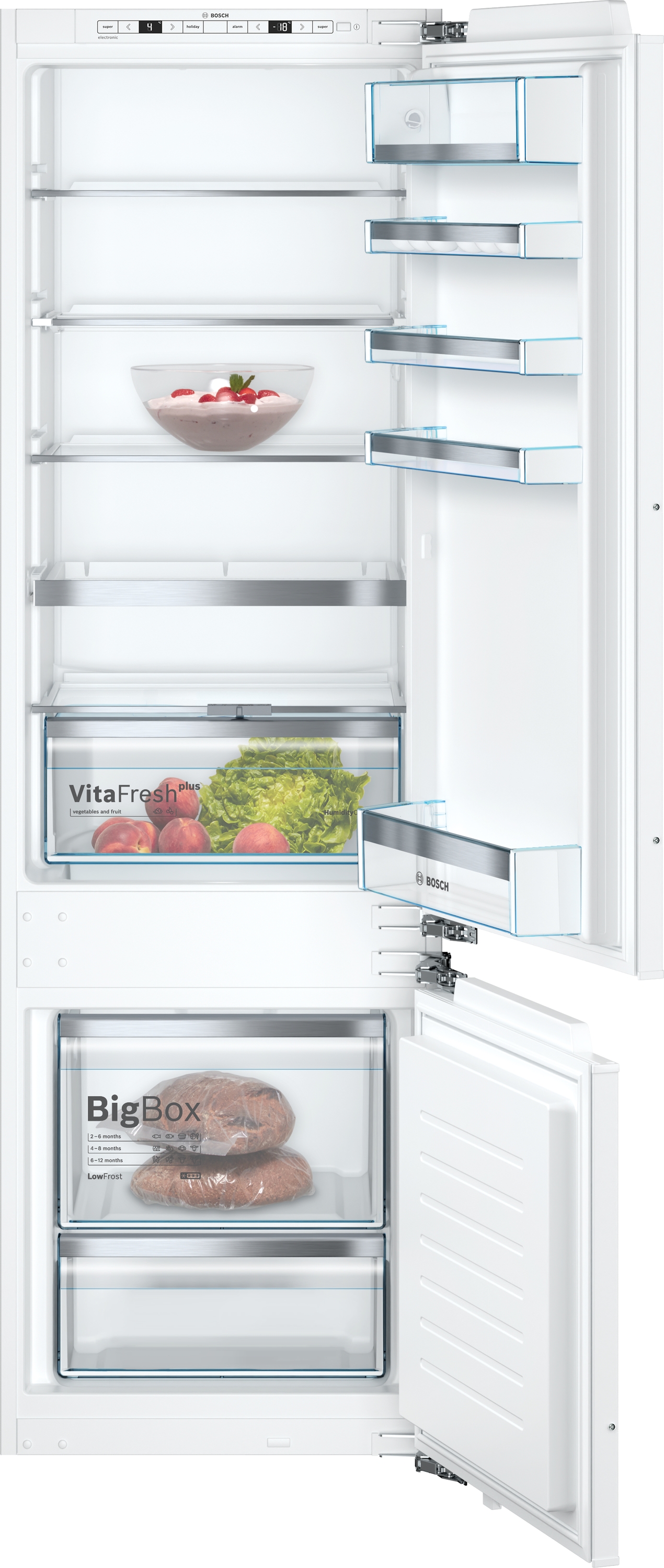KIS87AFE0 Combină frigorifică încorporabilă 5 ANI GARANTIE, MADE IN GERMANY Bosch, 270l, 177.2cm X 55.8cm, A++, Nu se aplica
