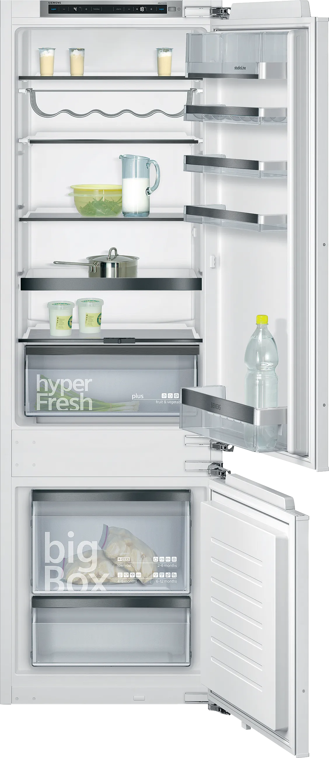 iQ500 Réfrigérateur-congélateur intégrable avec compartiment congélation en bas 177.2 x 55.8 cm Charnières plates SoftClose 