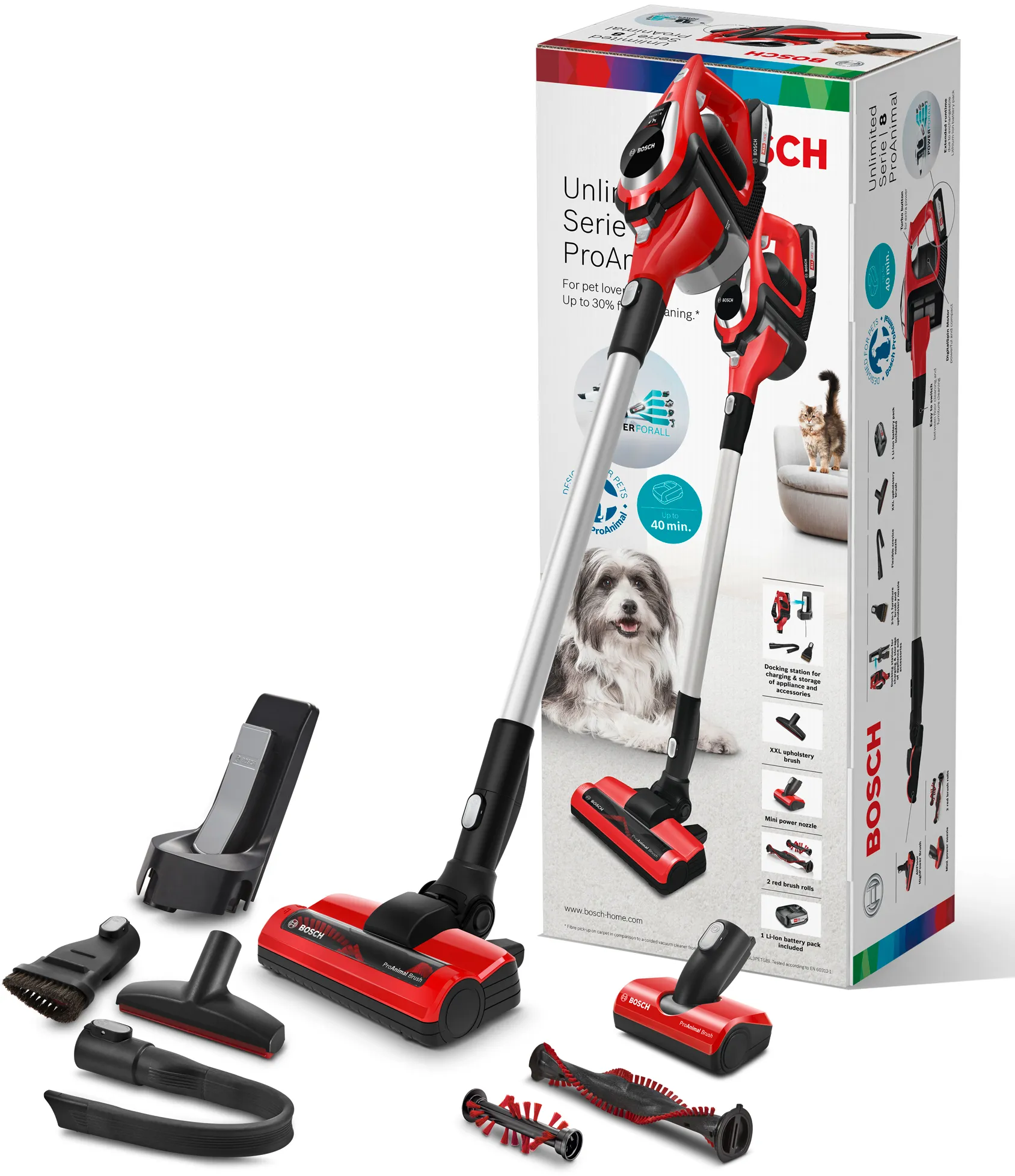 Chargeur aspirateur Bosch BBS1ZOO.. BBS81PET.. Unlimited ProAnimal Rouge