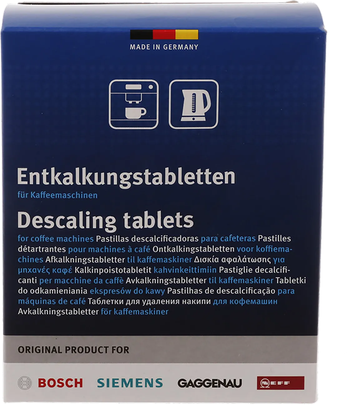 Descaling tablets for coffee machines, kettles and hot water dispensers Contents: 12 x 18g - Sufficient for 3 - 6 treatments 