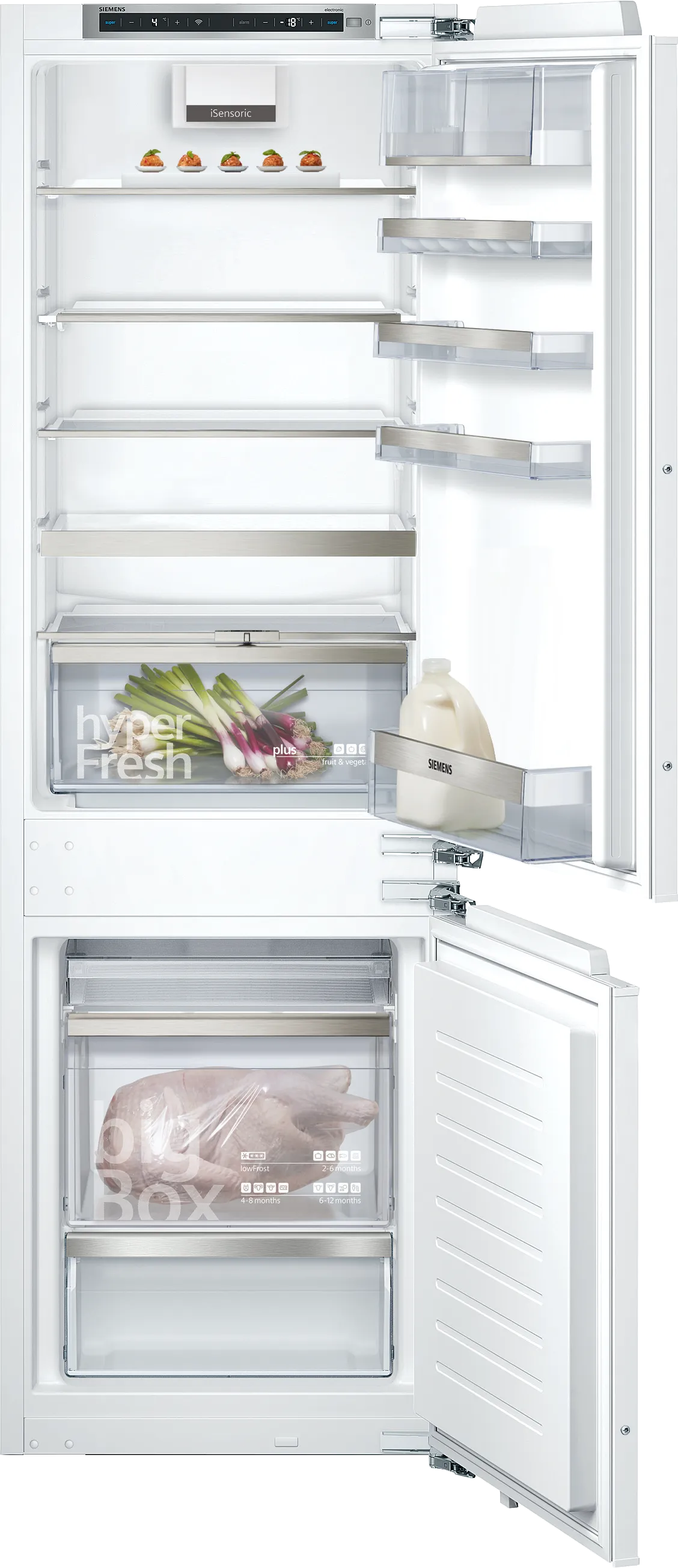 iQ500 built-in fridge-freezer with freezer at bottom 177.2 x 55.8 cm soft close flat hinge 