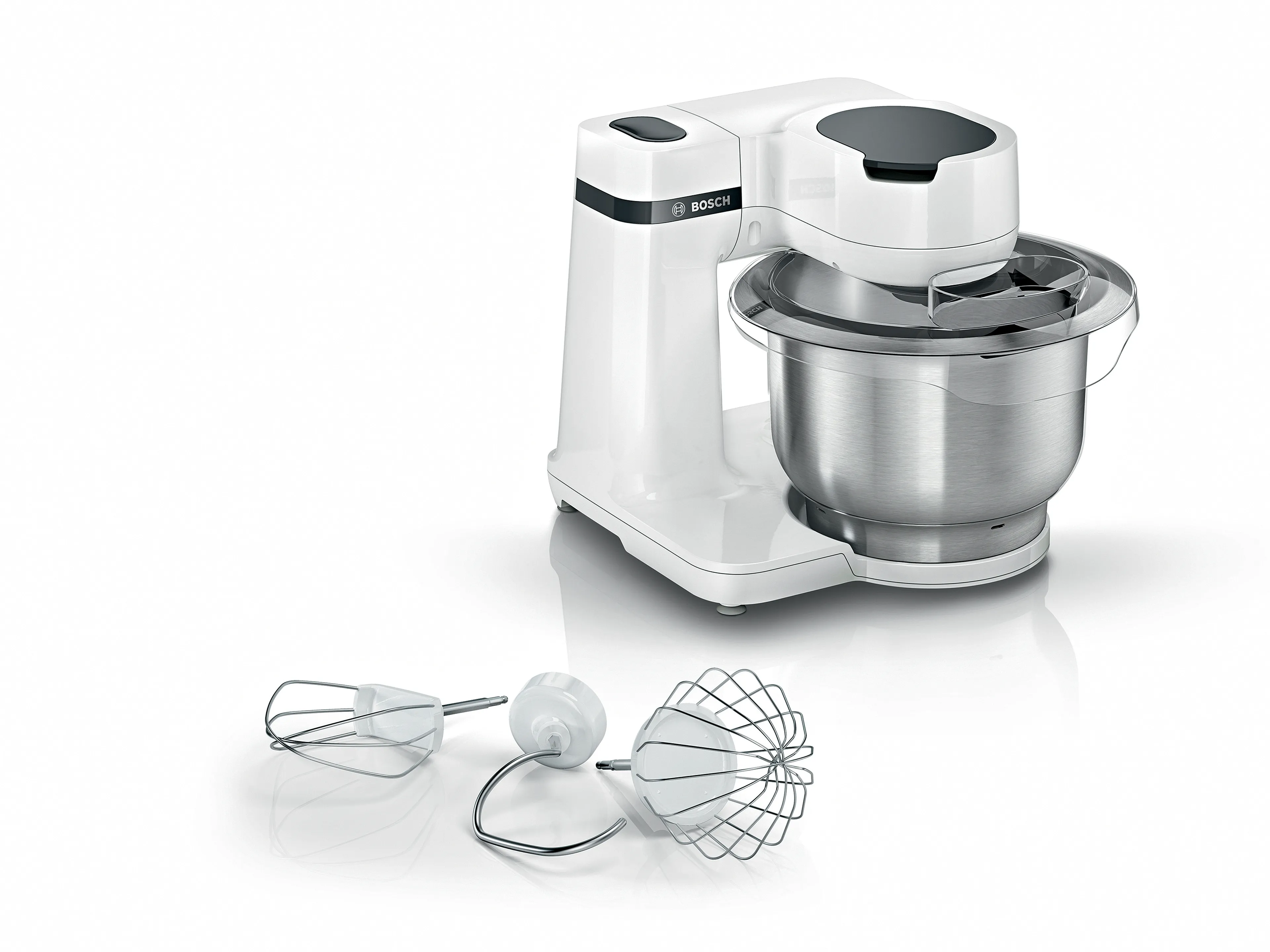 Robot Pâtissier Bosch Serie 2 700W - Bol 3,8L - 4 Vitesses + Hachoir à Viande Et 3 Disques - Multifonction Blanc