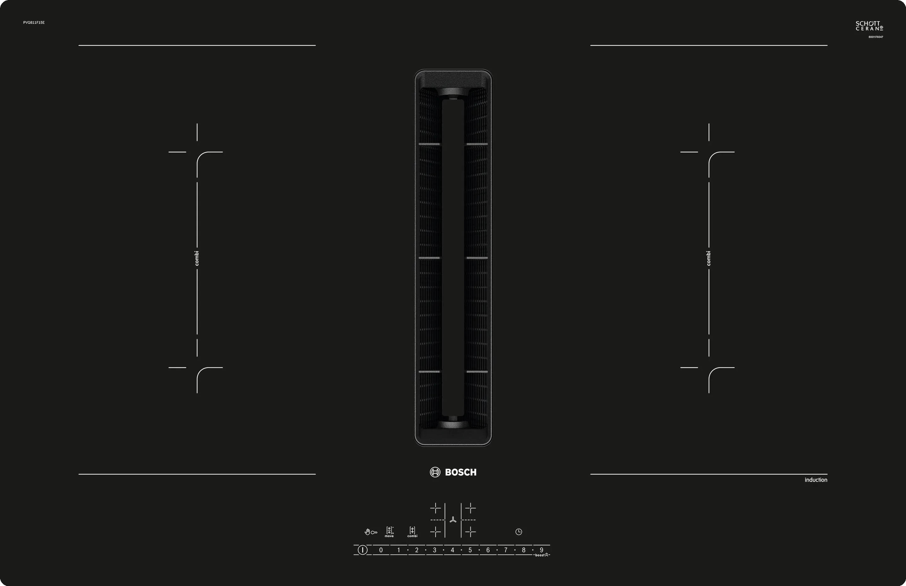 Series 6 Induction hob with integrated ventilation system 80 cm surface mount without frame 