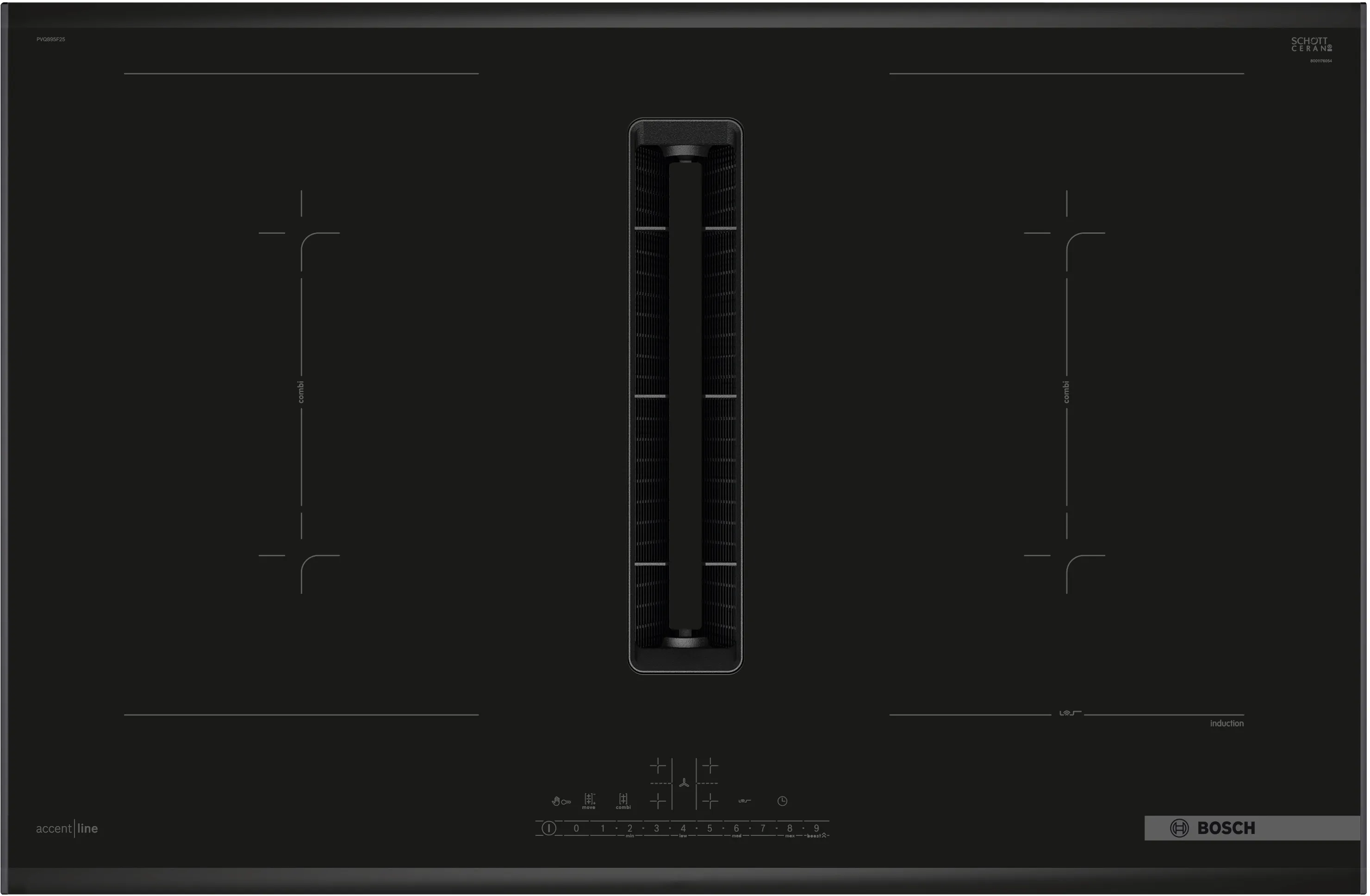 Series 6 Induction hob with integrated ventilation system 80 cm surface mount with frame 