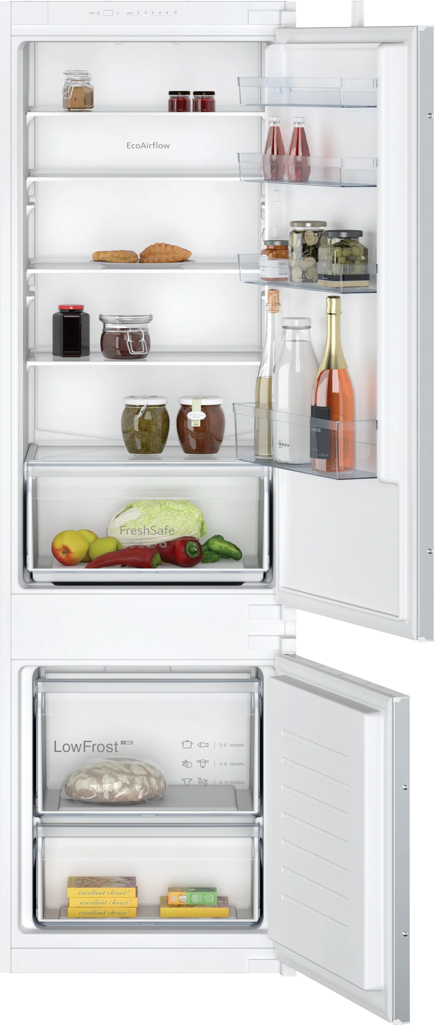 N 30 Built-in fridge-freezer with freezer at bottom 177.2 x 54.1 cm sliding hinge 