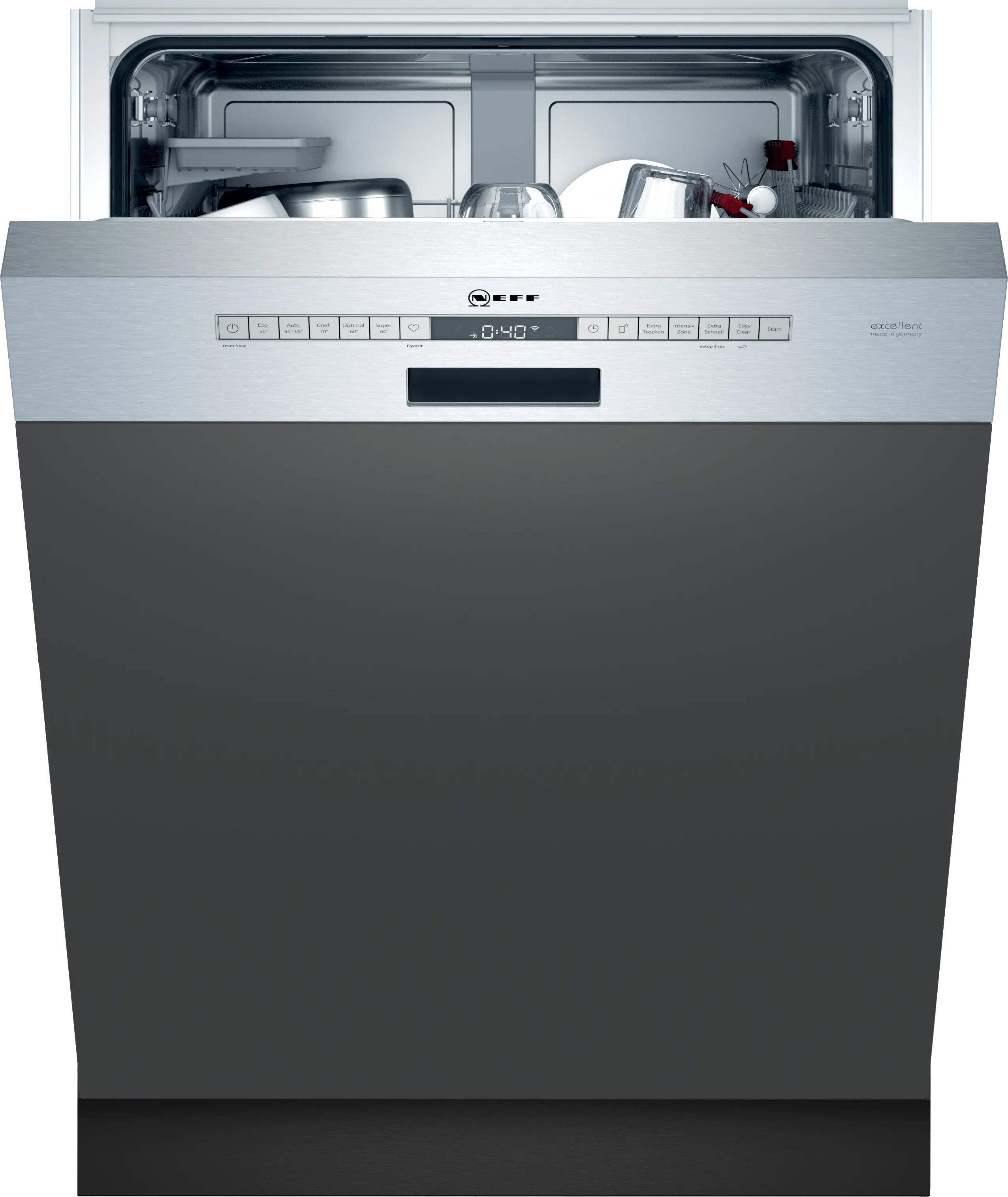 N 50 semi-integrated dishwasher 60 cm Brushed steel, XXL