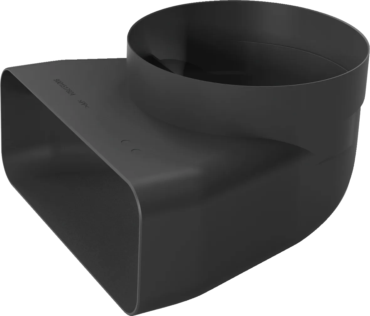 Adaptador para conduta ⌀ 150 mm, 90 ° redondo-plano 