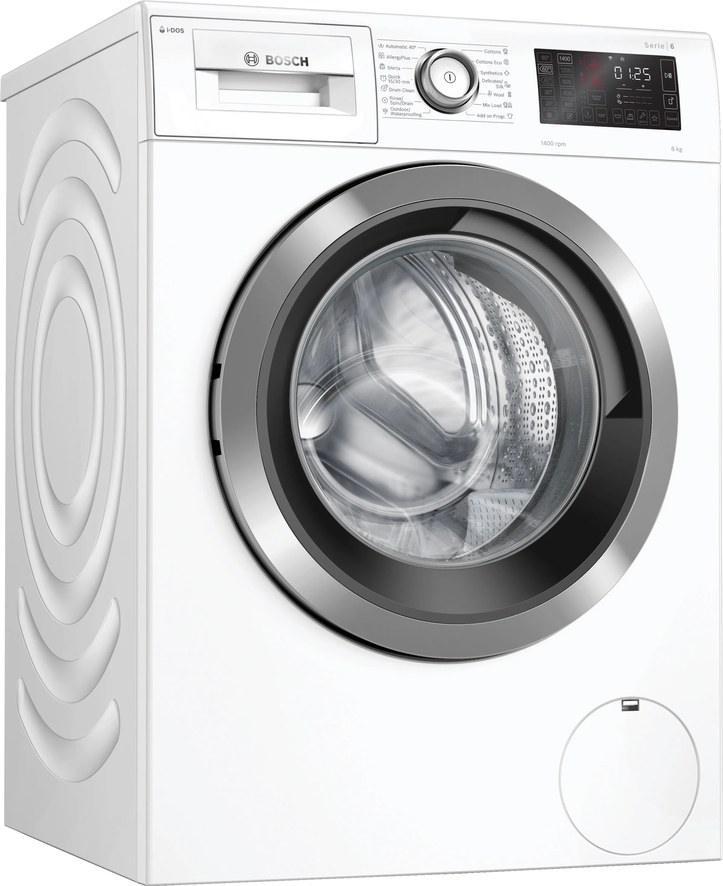 Series 6 washing machine, front loader 8 kg , White