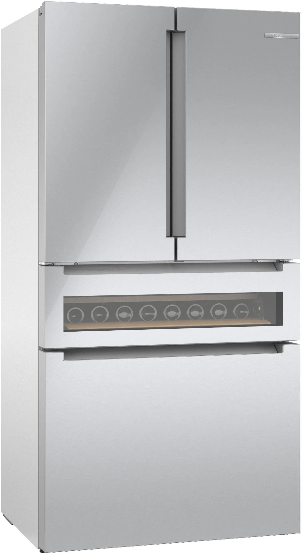 800 Series French Door Bottom Mount Refrigerator, Glass door 36'' Stainless Steel 