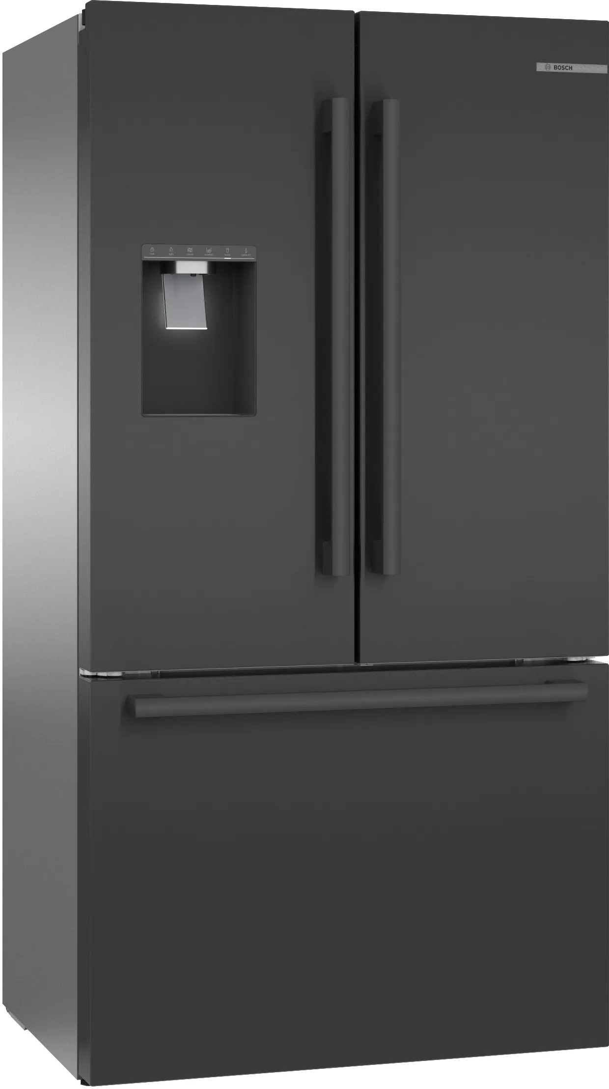 500 Series French Door Bottom Mount 36'' Black stainless steel 