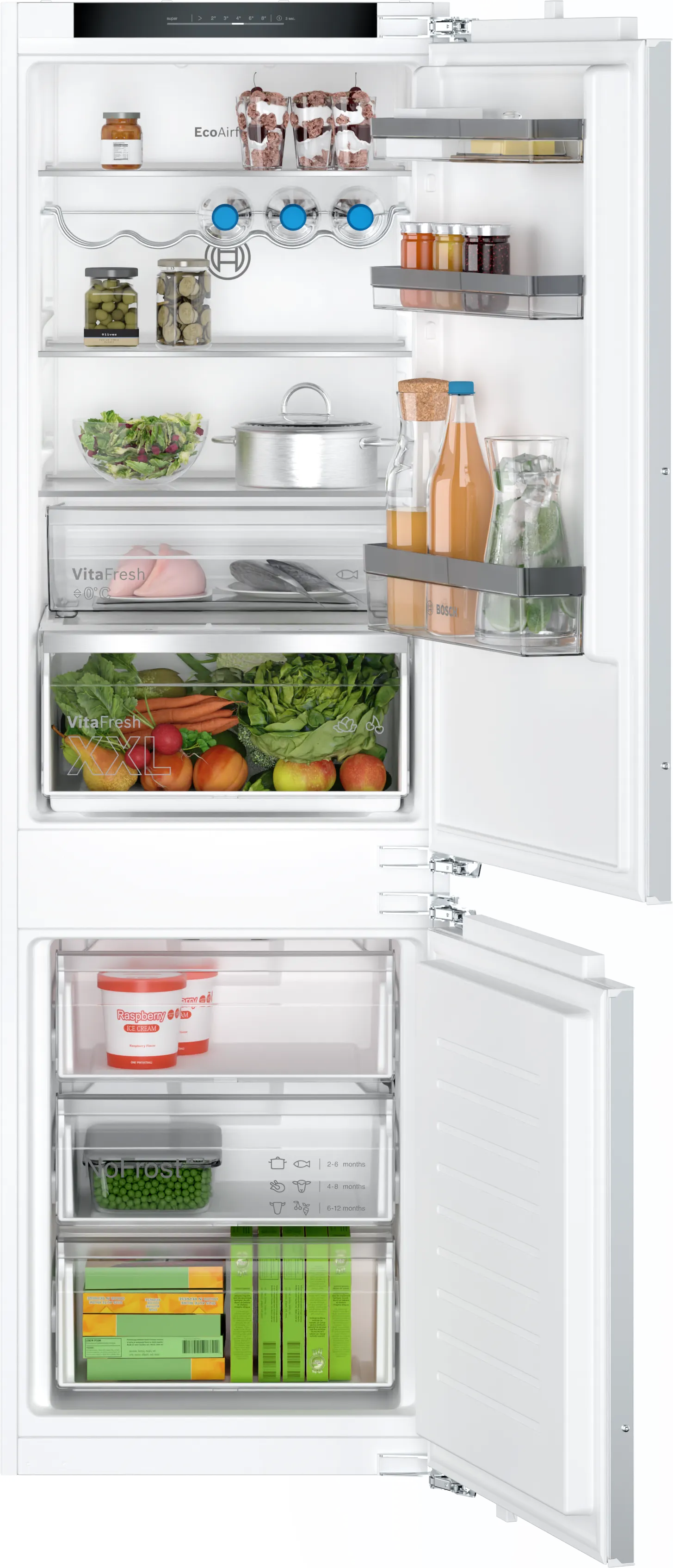 Serie 4 Vgradni hladilnik z zamrzovalnikom spodaj 177.2 x 54.1 cm ploščati tečaj 