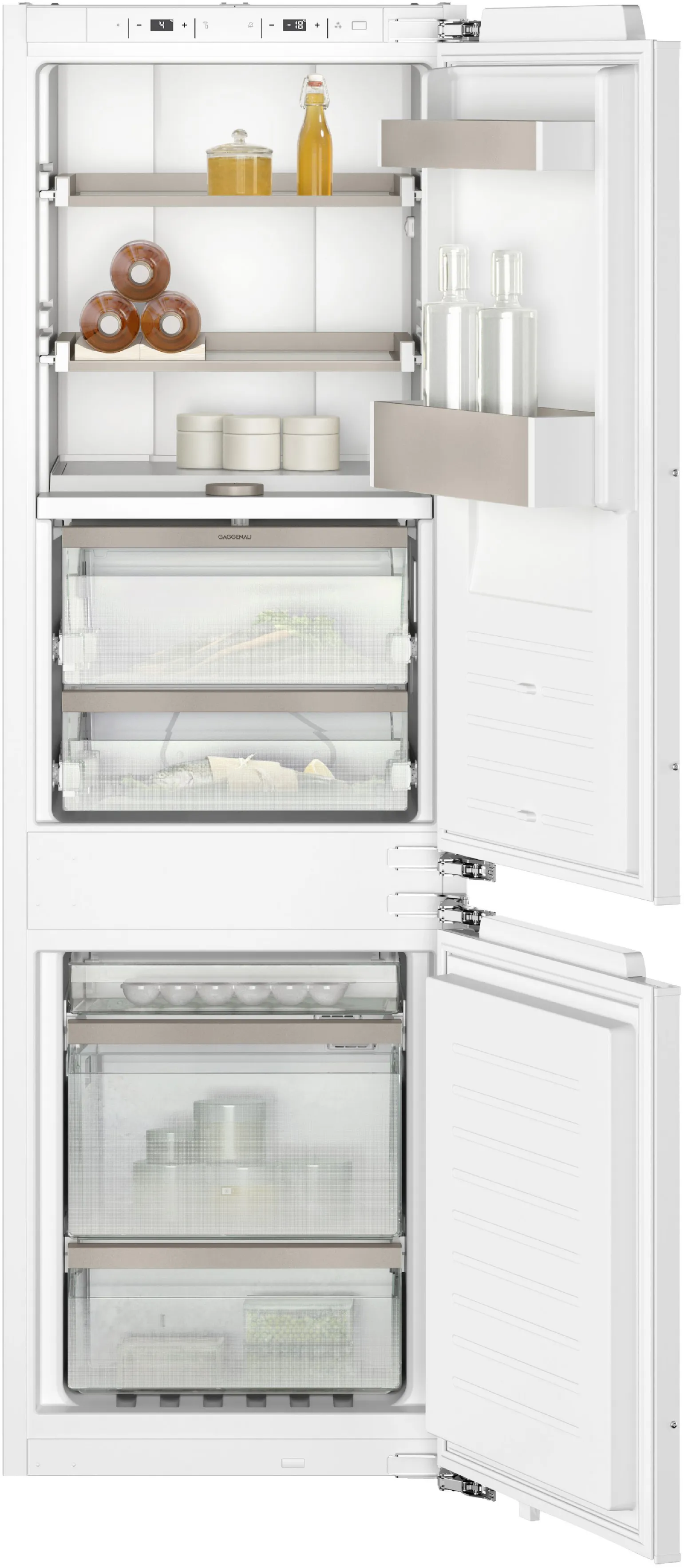 200 series Vario built-in fridge-freezer with freezer at bottom 177.2 x 55.8 cm soft close flat hinge 