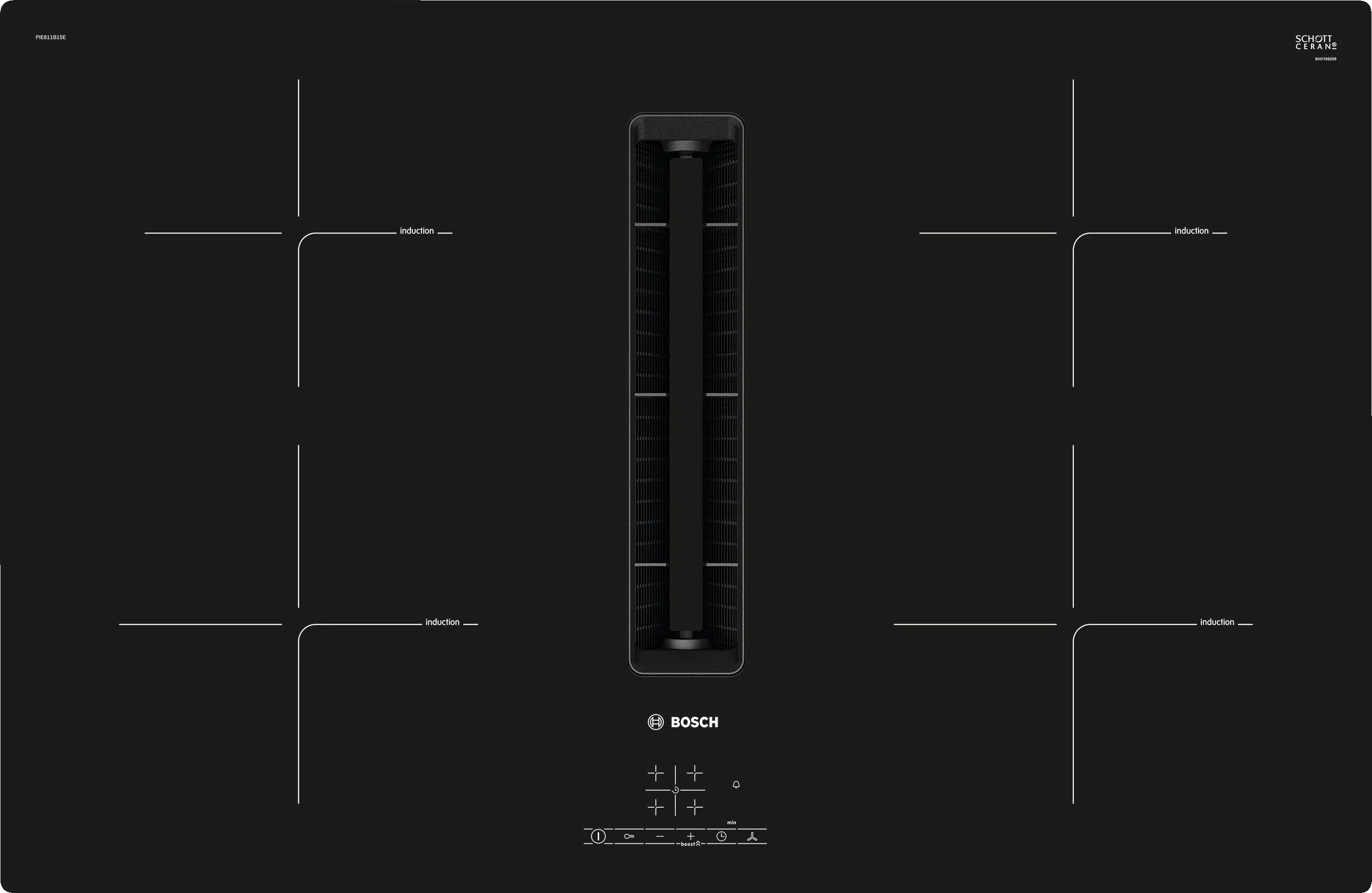 Series 4 Induction hob with integrated ventilation system 80 cm surface mount without frame 