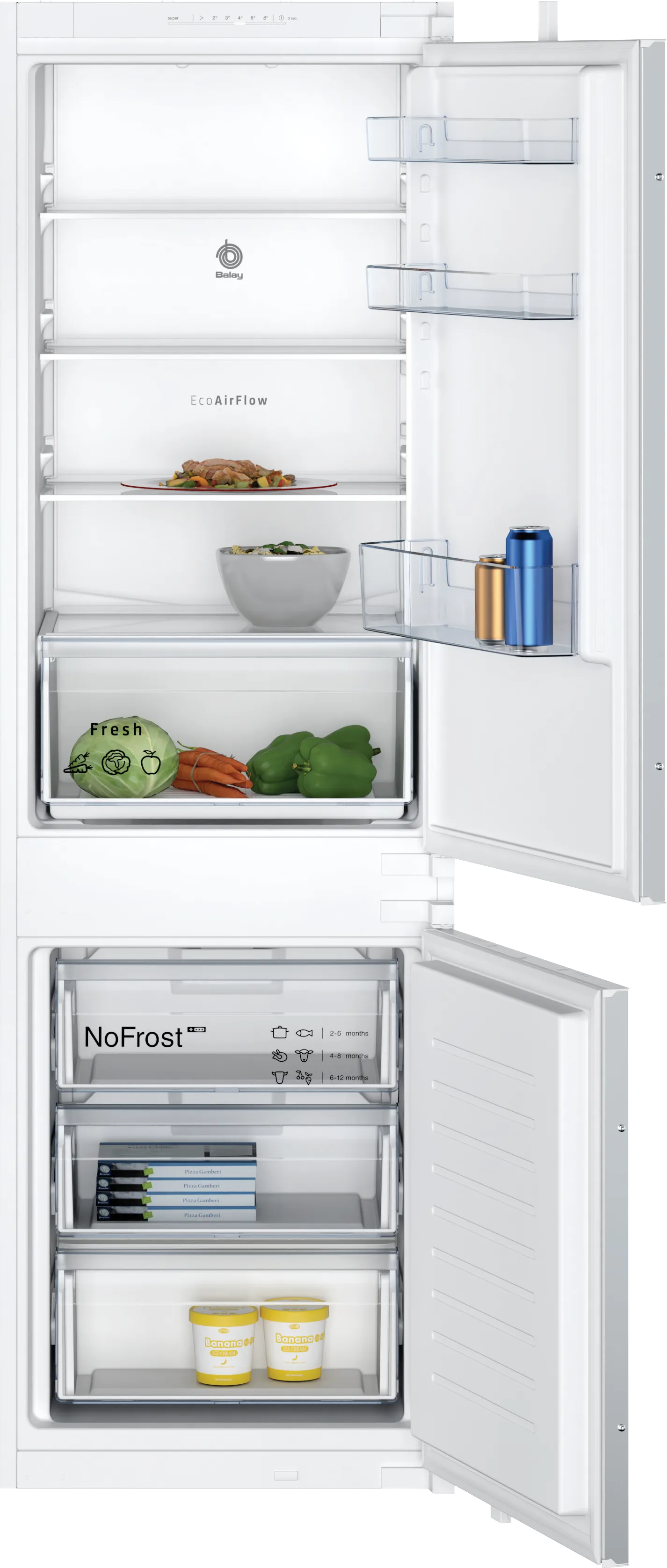 Frigorífico combi integrable 177.2 x 54.1 cm Sistema de integración de puerta deslizante