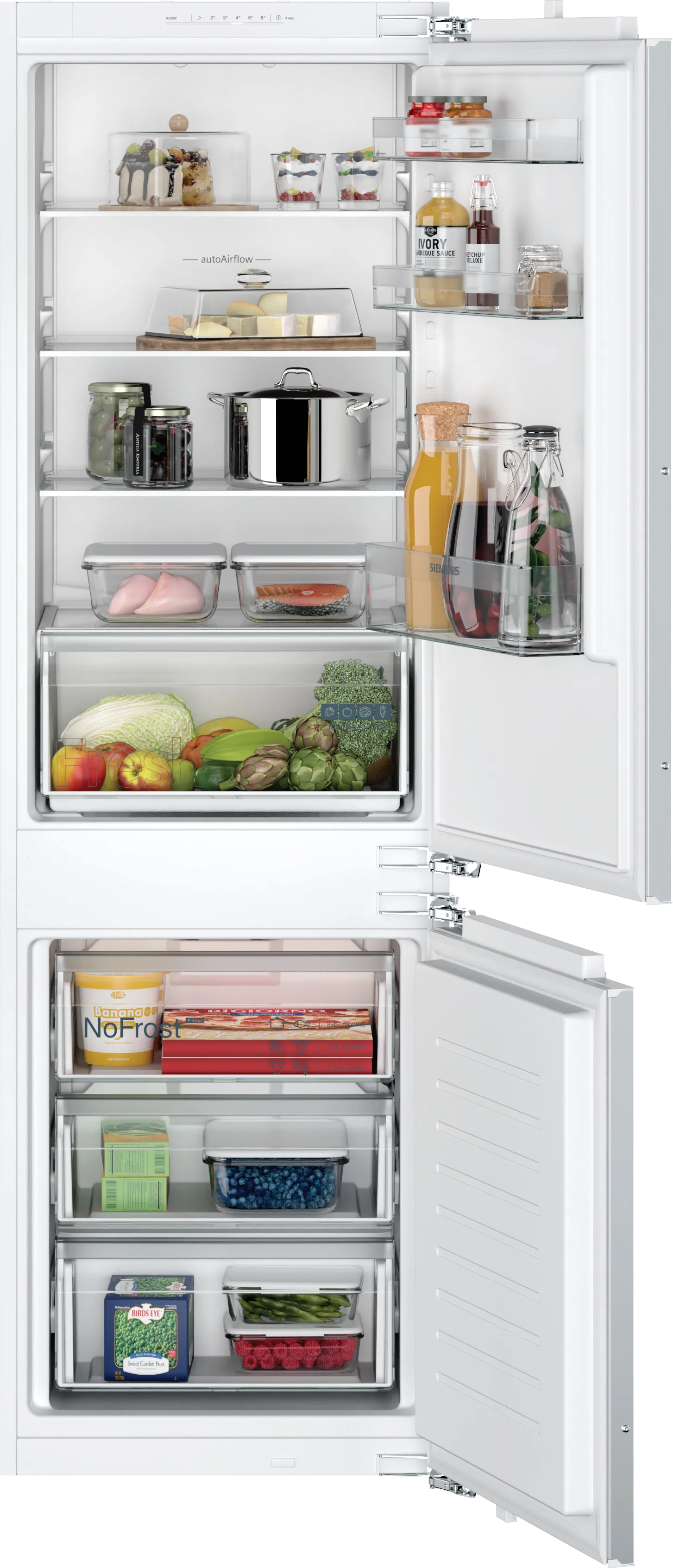 iQ100 built-in fridge-freezer with freezer at bottom 177.2 x 54.1 cm flat hinge 
