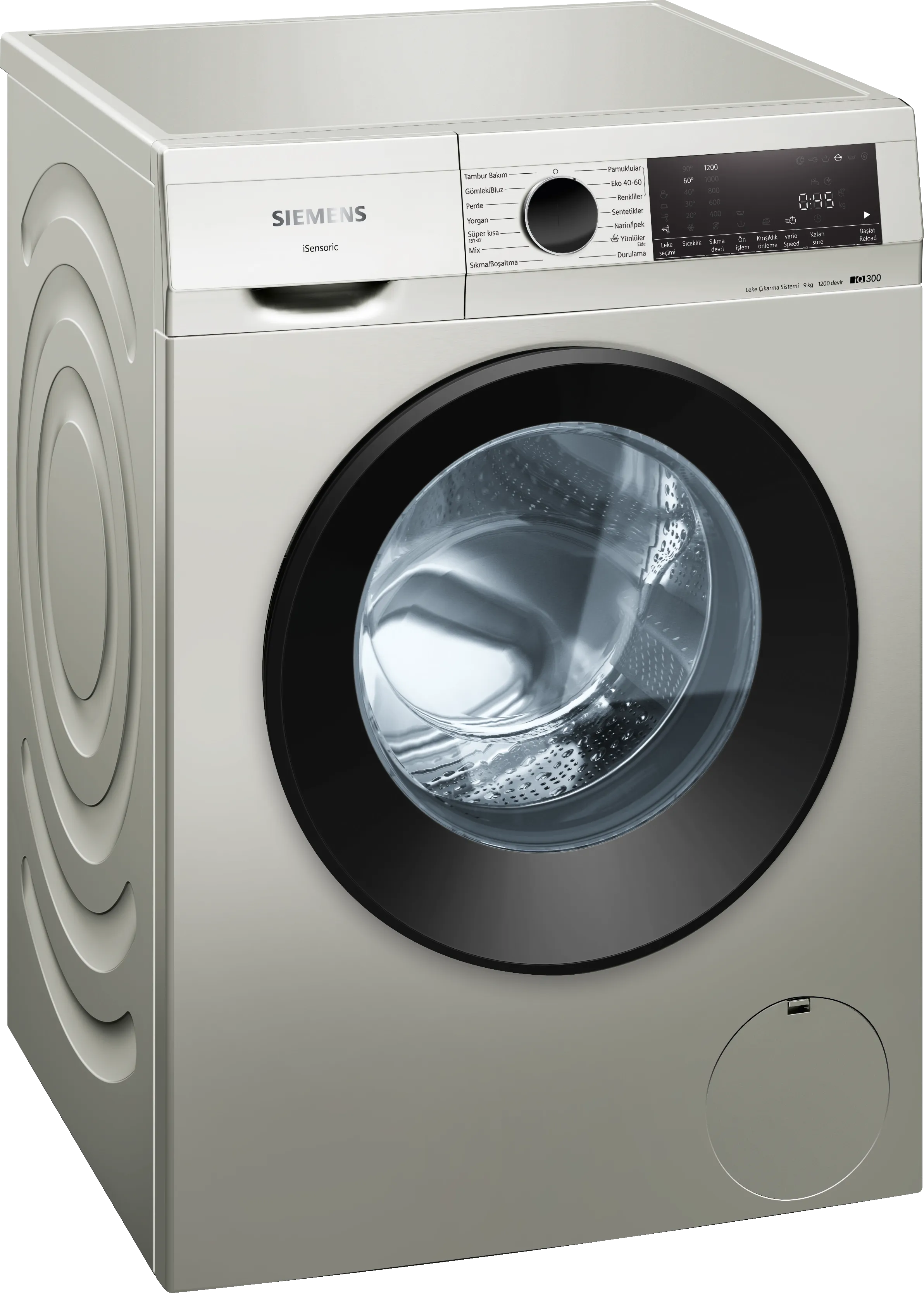 iQ300 Çamaşır Makinesi 9 kg 1200 dev./dak., Gümüş